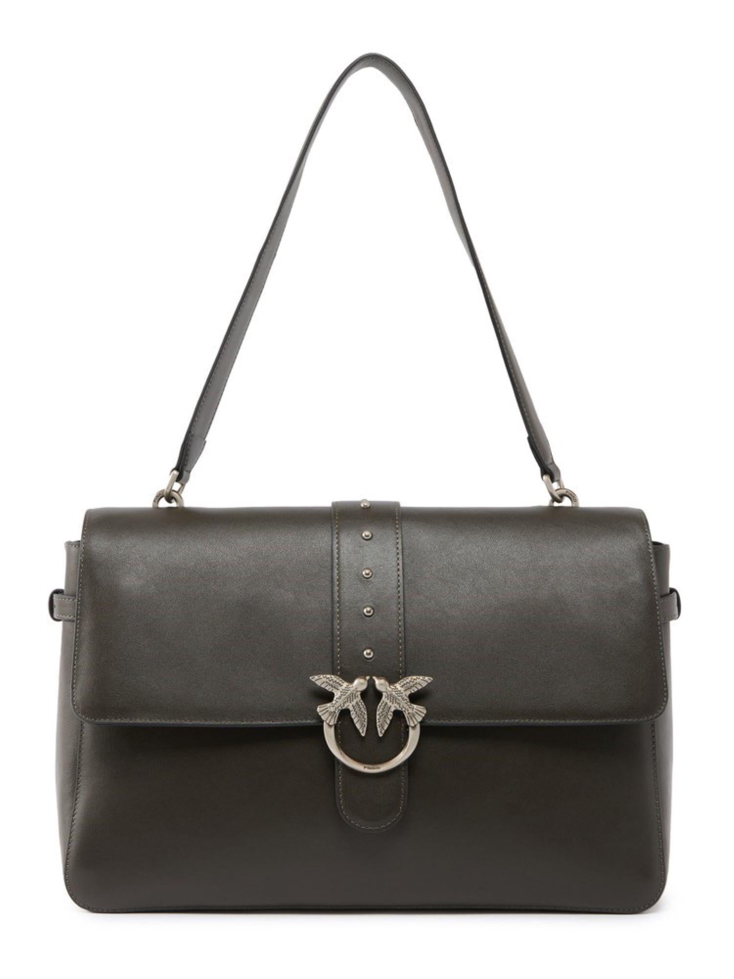 Pinko borsa Love One Extra Slouchy in pelle verde bosco 105067-A0QO K35O PINKO