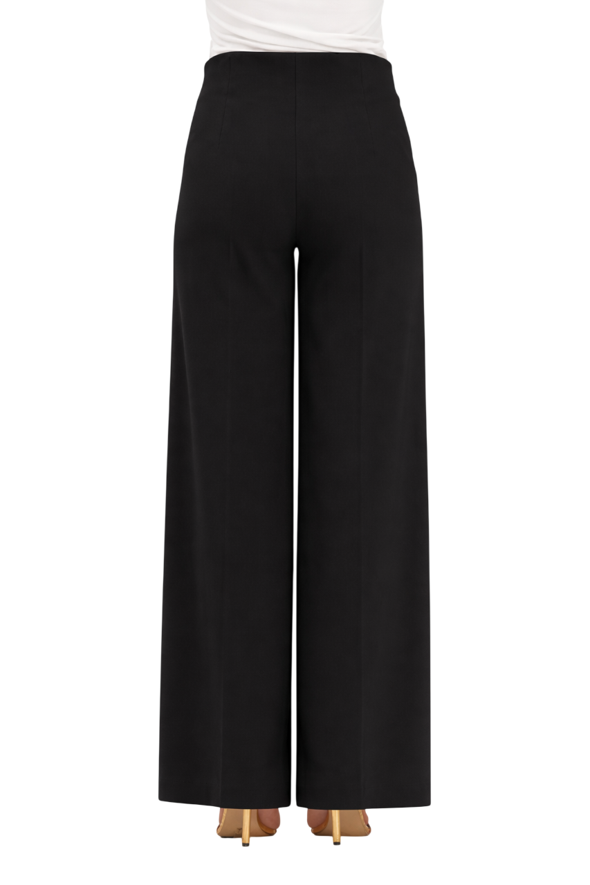 Vicolo pantaloni palazzo in tessuto crepe nero TAB0259 NERO VICOLO