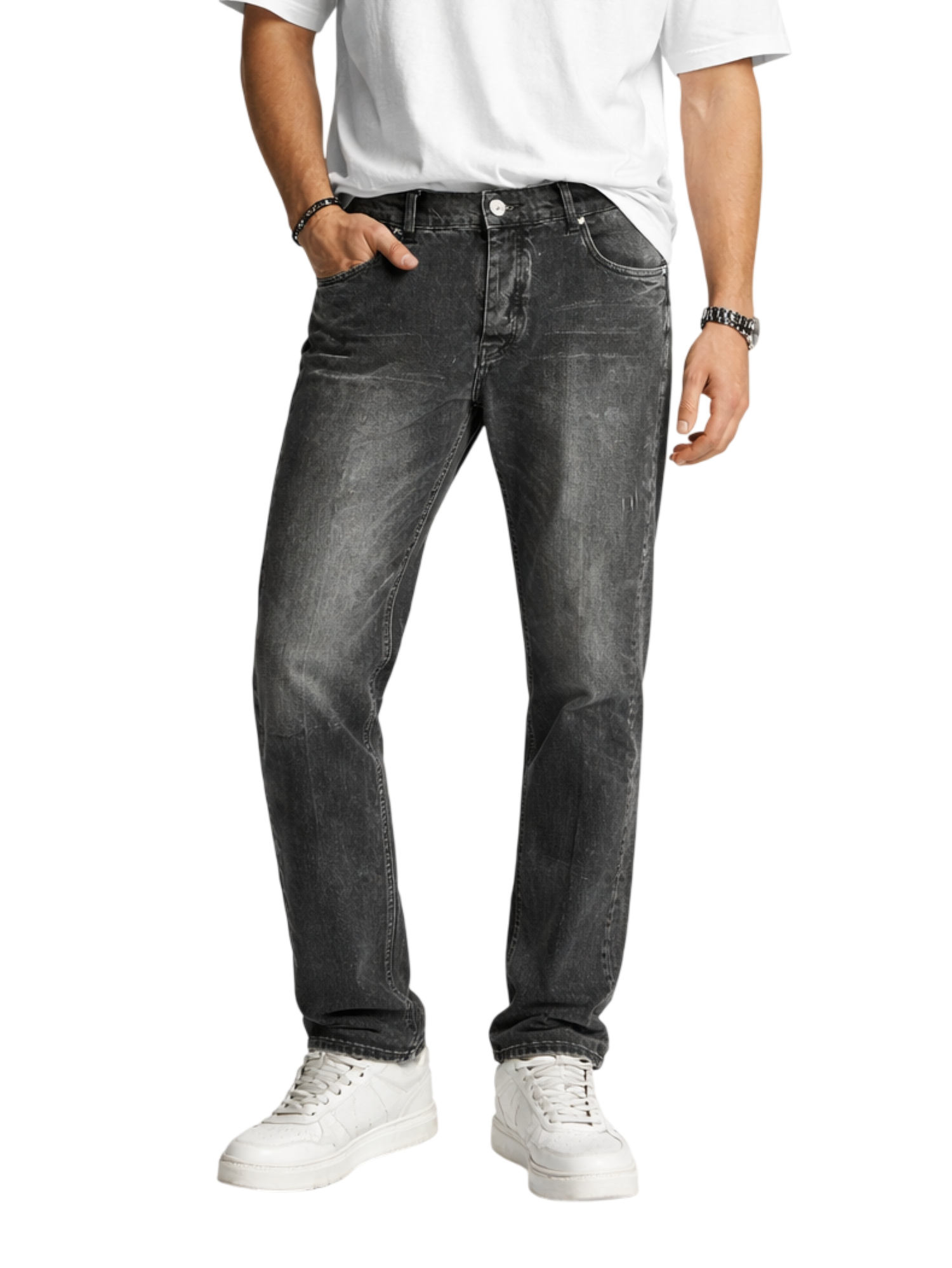 John Richmond jeans uomo Grikio effetto used lavaggio nero UMP26372JE DENIM BLACK John RICHMOND