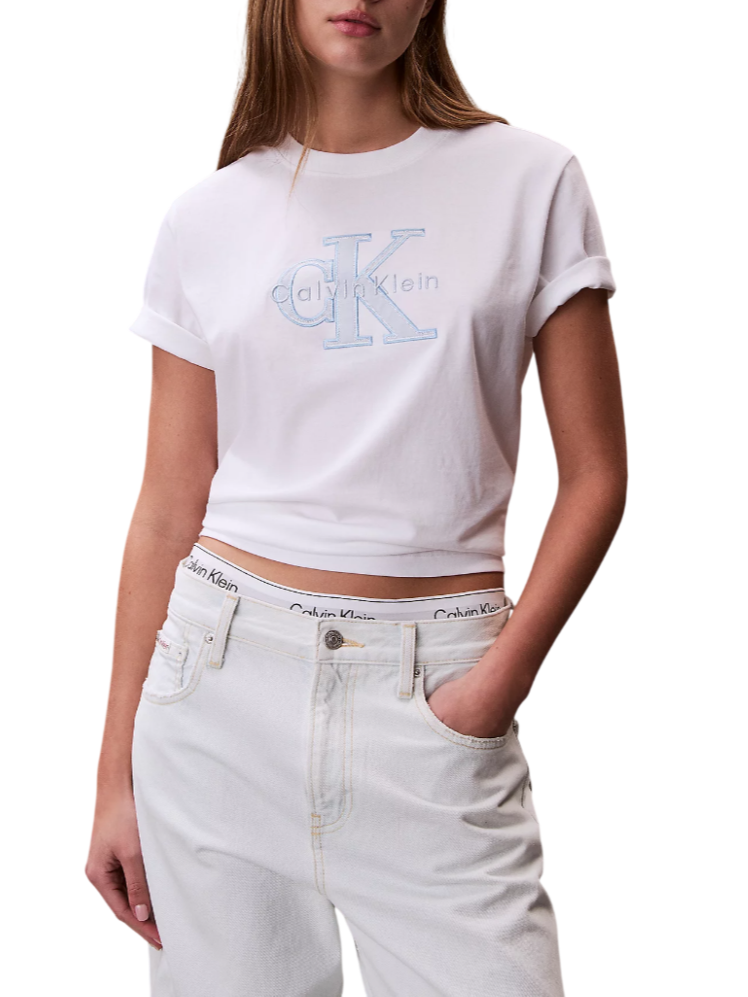 Calvin Klein Jeans T-shirt donna Hero con logo bianco LV047F829G YAF Calvin Klein Jeans