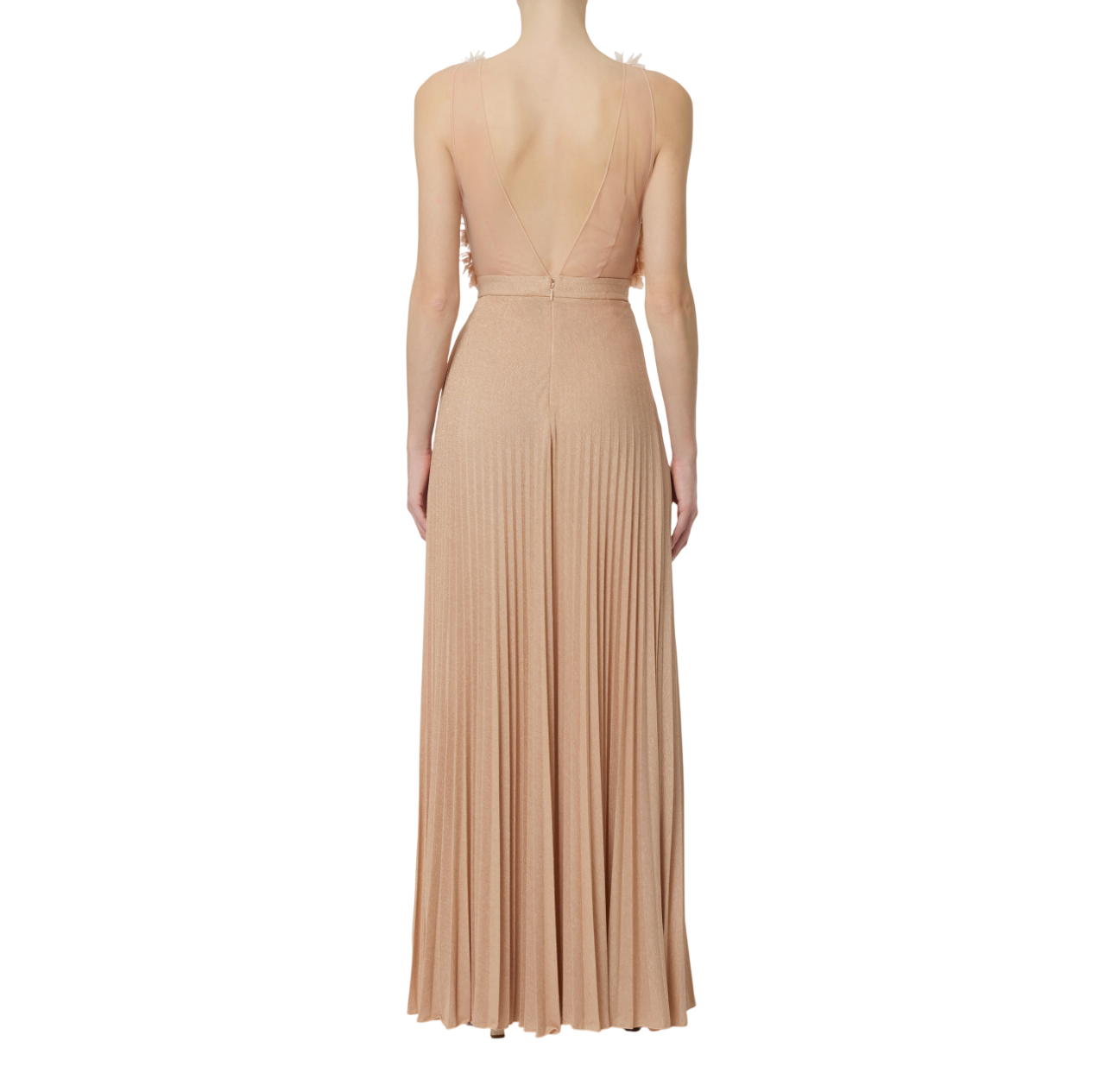 Elisabetta Franchi abito lungo plissè Red Carpet con petali rosa ABR4462 X81 ELISABETTA FRANCHI