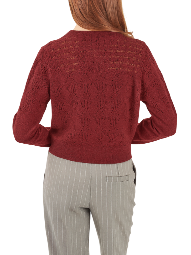 Yes Zee maglia traforata lurex bordeaux M018-IQ00 0580 YES-ZEE