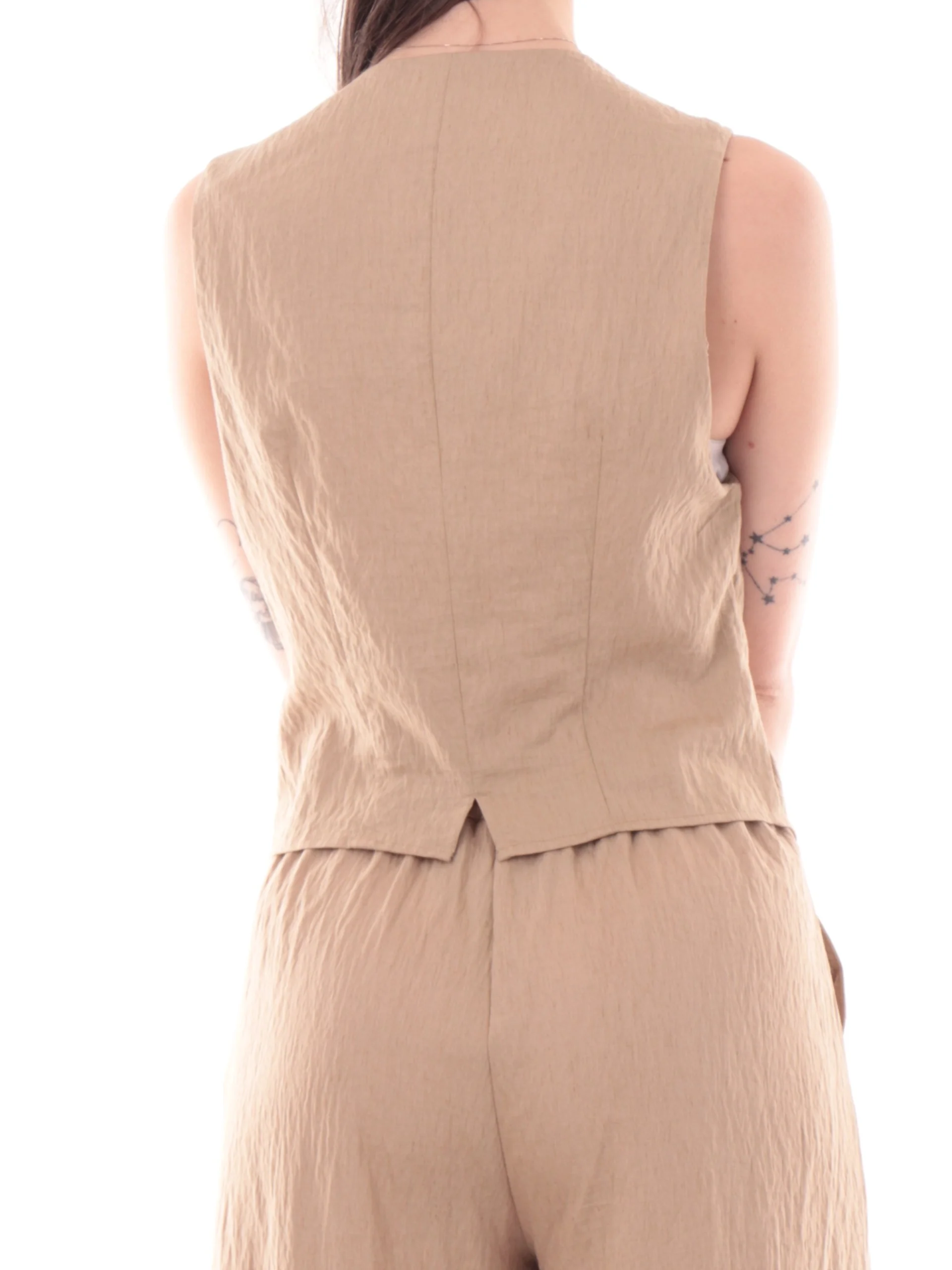 Yes Zee gilet donna misto lino beige G213-EV00 0298 YES-ZEE