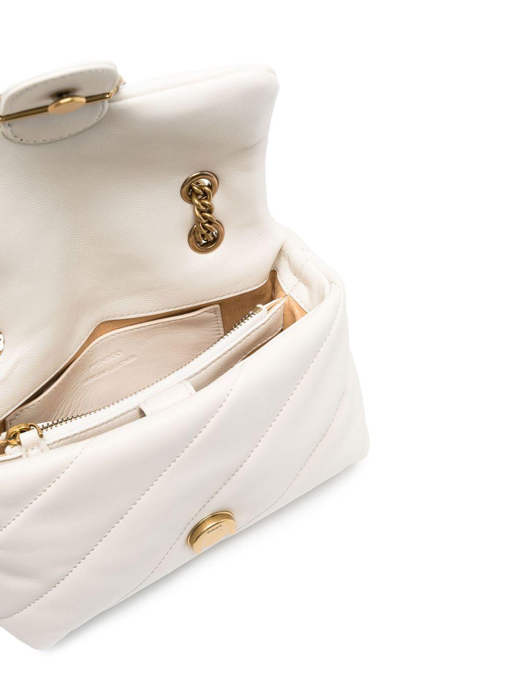 Pinko borsa a spalla Love Bag Mini Puff in pelle trapuntata bianco oro 100039-A0F2 Z14Q PINKO
