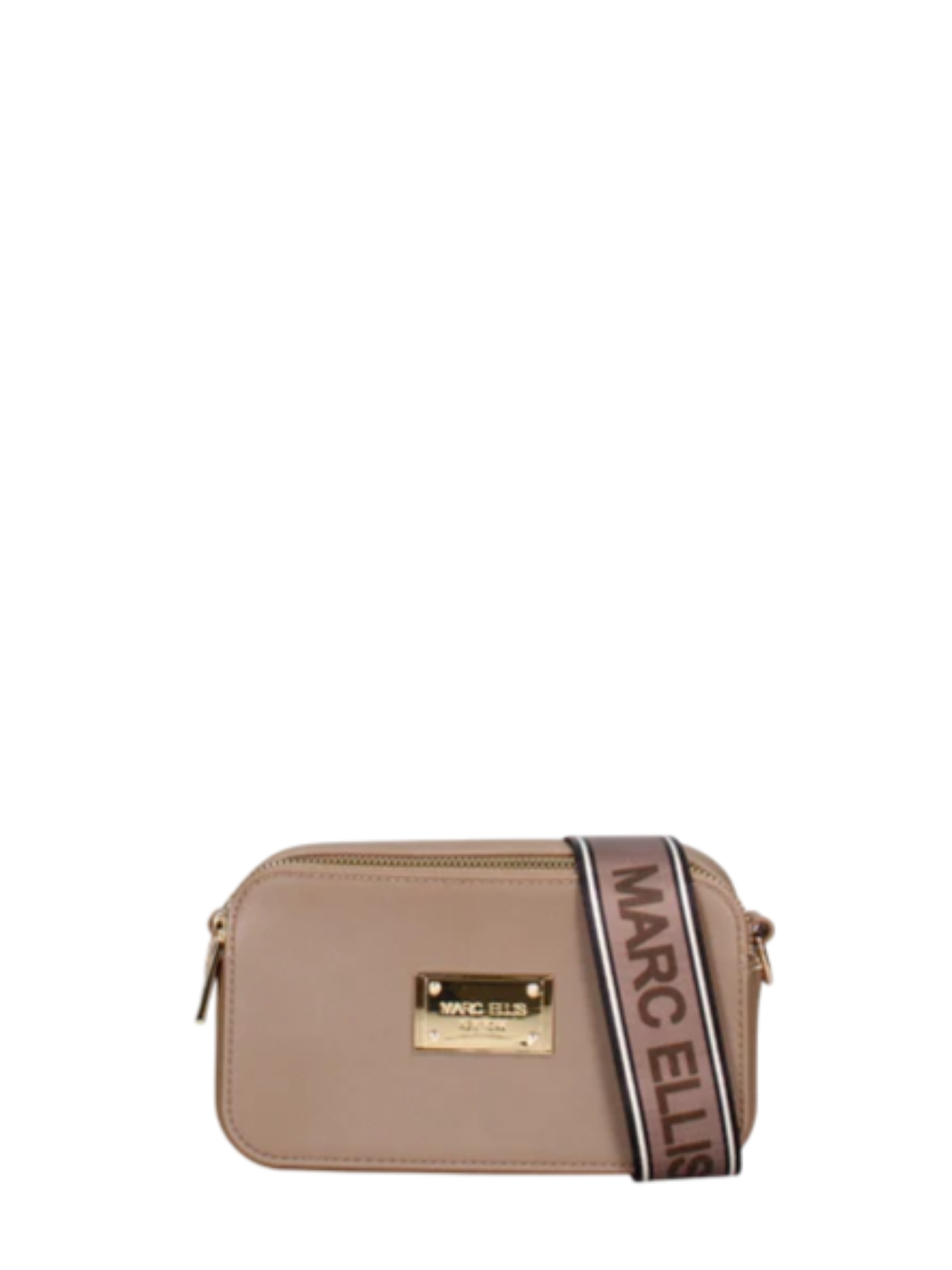 Marc Ellis borsa a tracolla in gomma saffiano marrone FLAT MARC 25 BRONZE-LIGHT GOLD MARC ELLIS