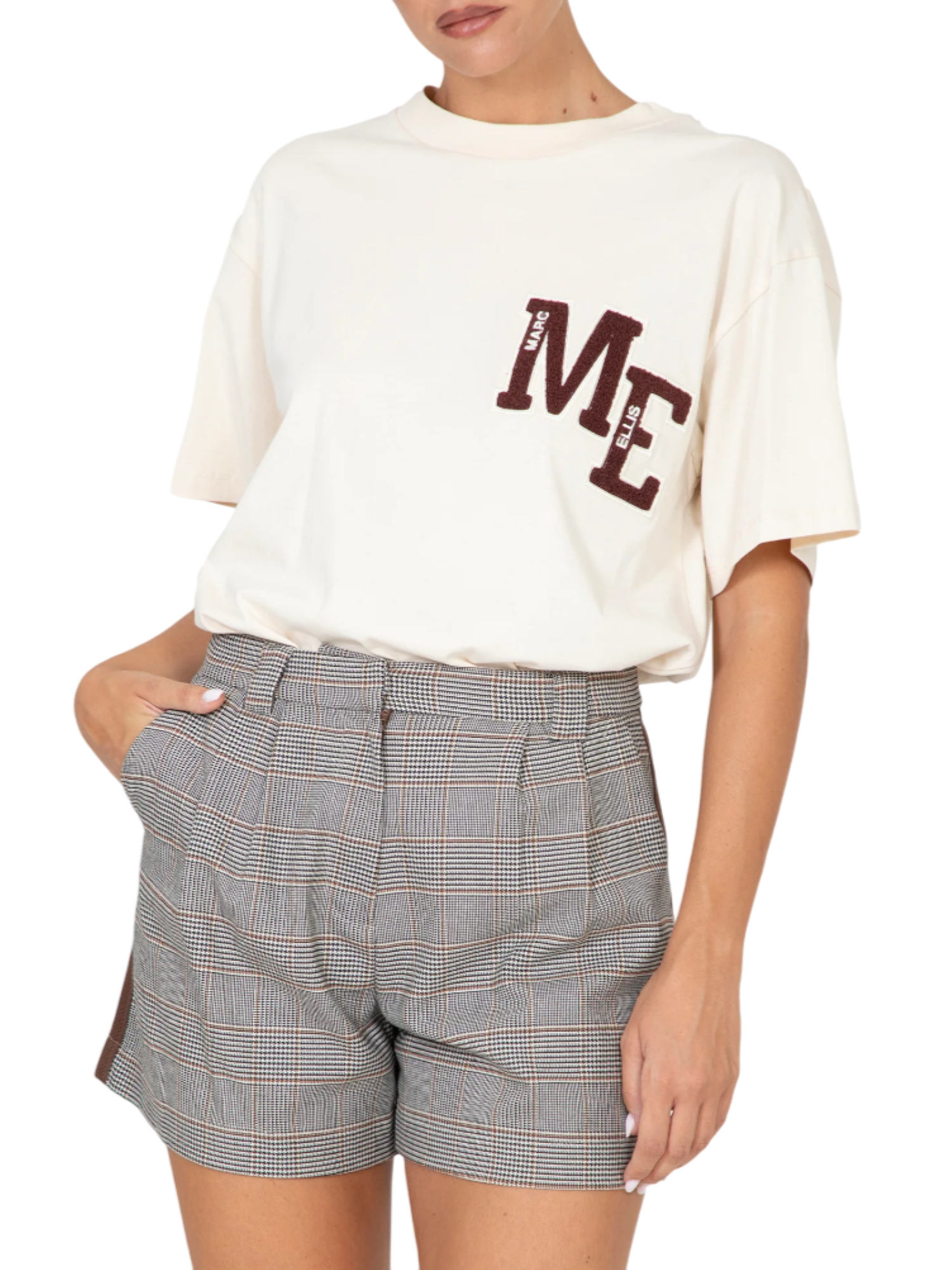 Marc Ellis T-shirt manica corta con patch logo beige MCLM0036 535 MARC ELLIS