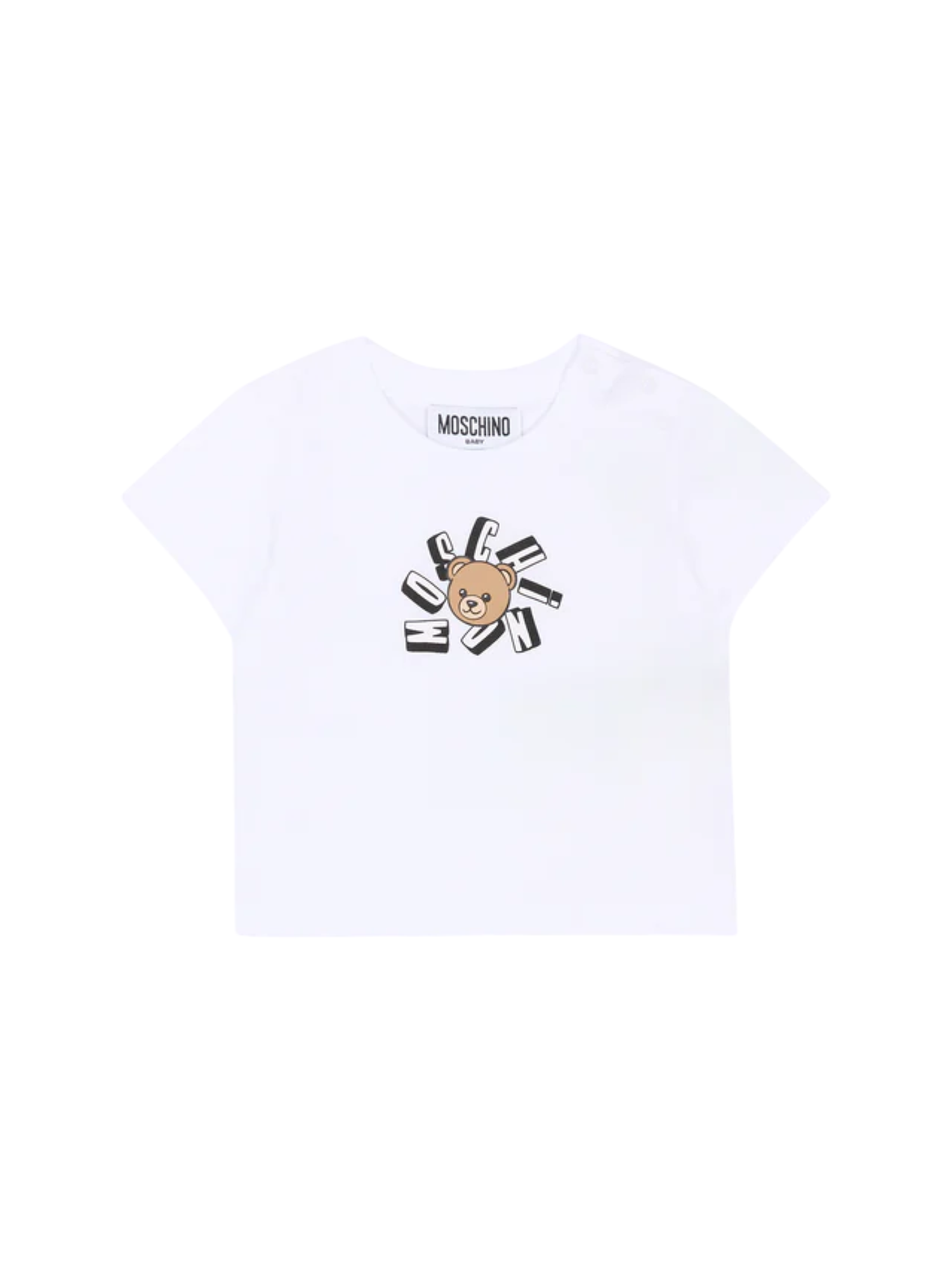 Moschino T-shirt neonato con orsetto Toy bianco MXM047-LAA02 10101 MOSCHINO