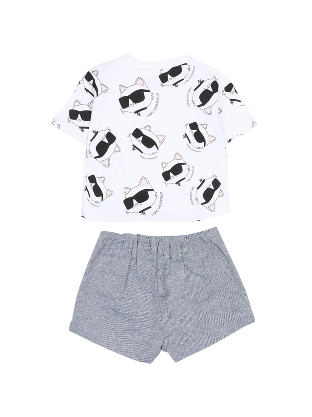 Karl Lagerfeld completo bambina T-shirt e shorts bianco nero Z31064 BIANCO KARL LAGERFELD KIDS