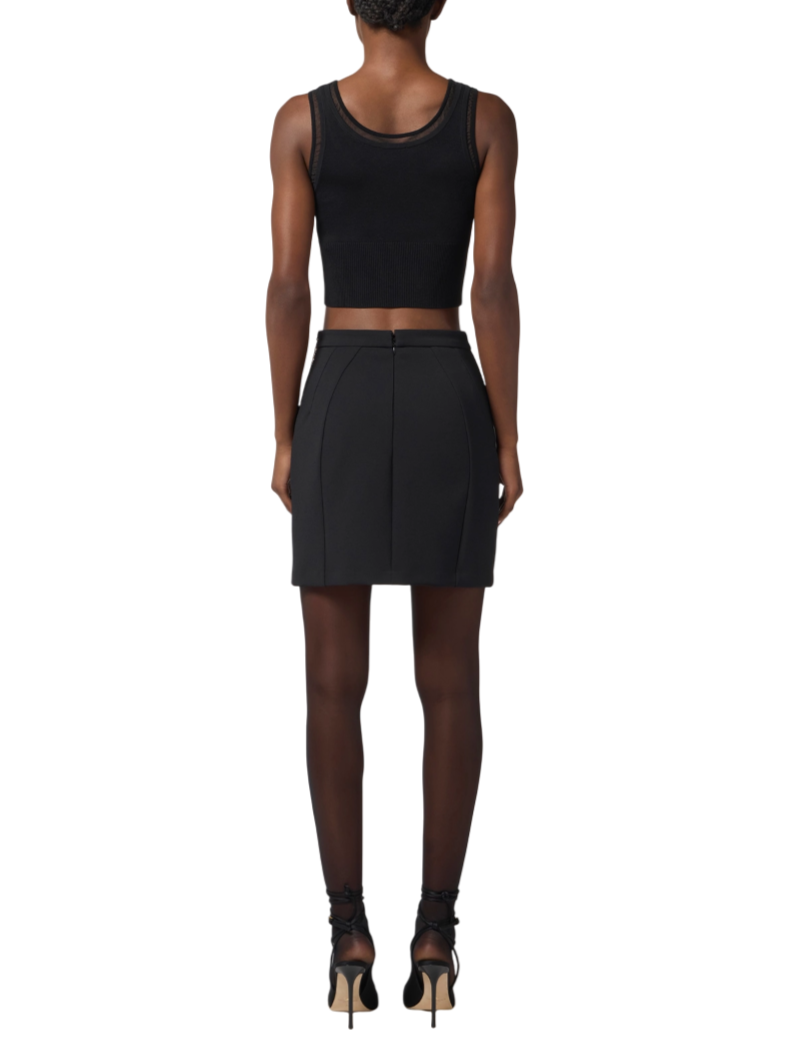 Elisabetta Franchi gonna corta in crepe nero GO14857E2 110 ELISABETTA FRANCHI