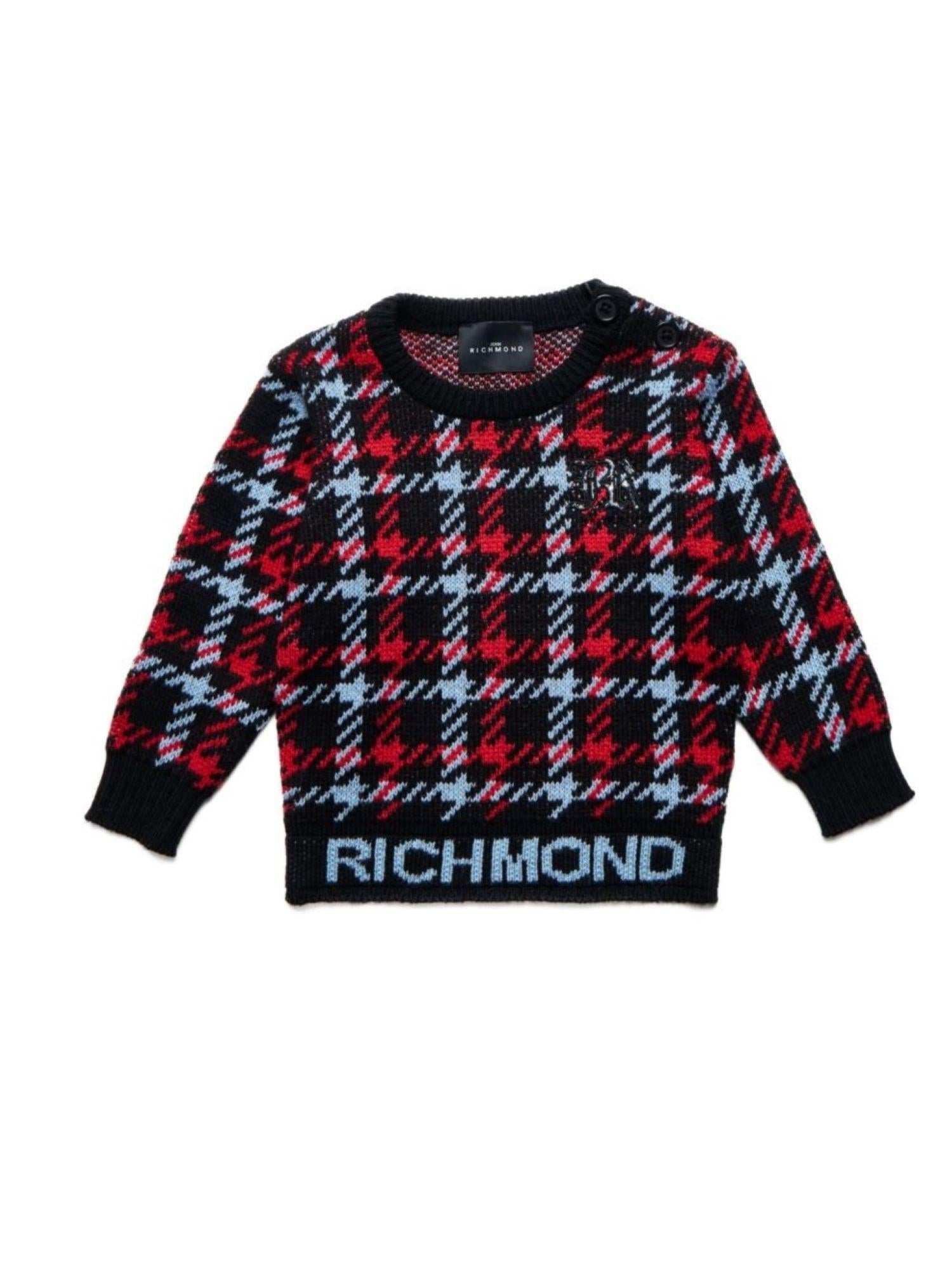 John Richmond maglia neonato in fantasia Pied de poule nero RIA25041MA CHECK John RICHMOND