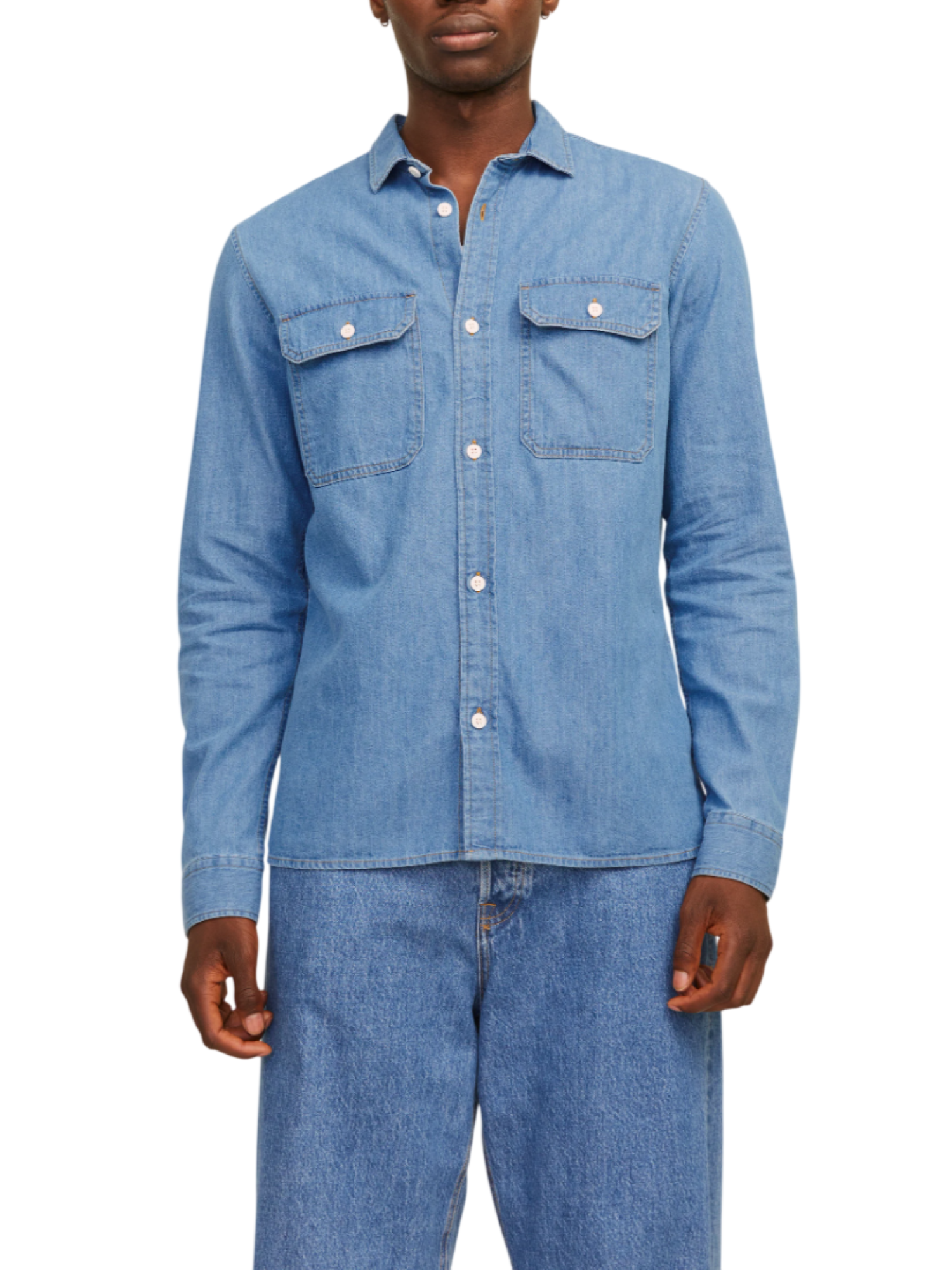 Jack&Jones camicia uomo in denim lavaggio blu 12269262 LIGHT BLUE DENIM JACK&JONES