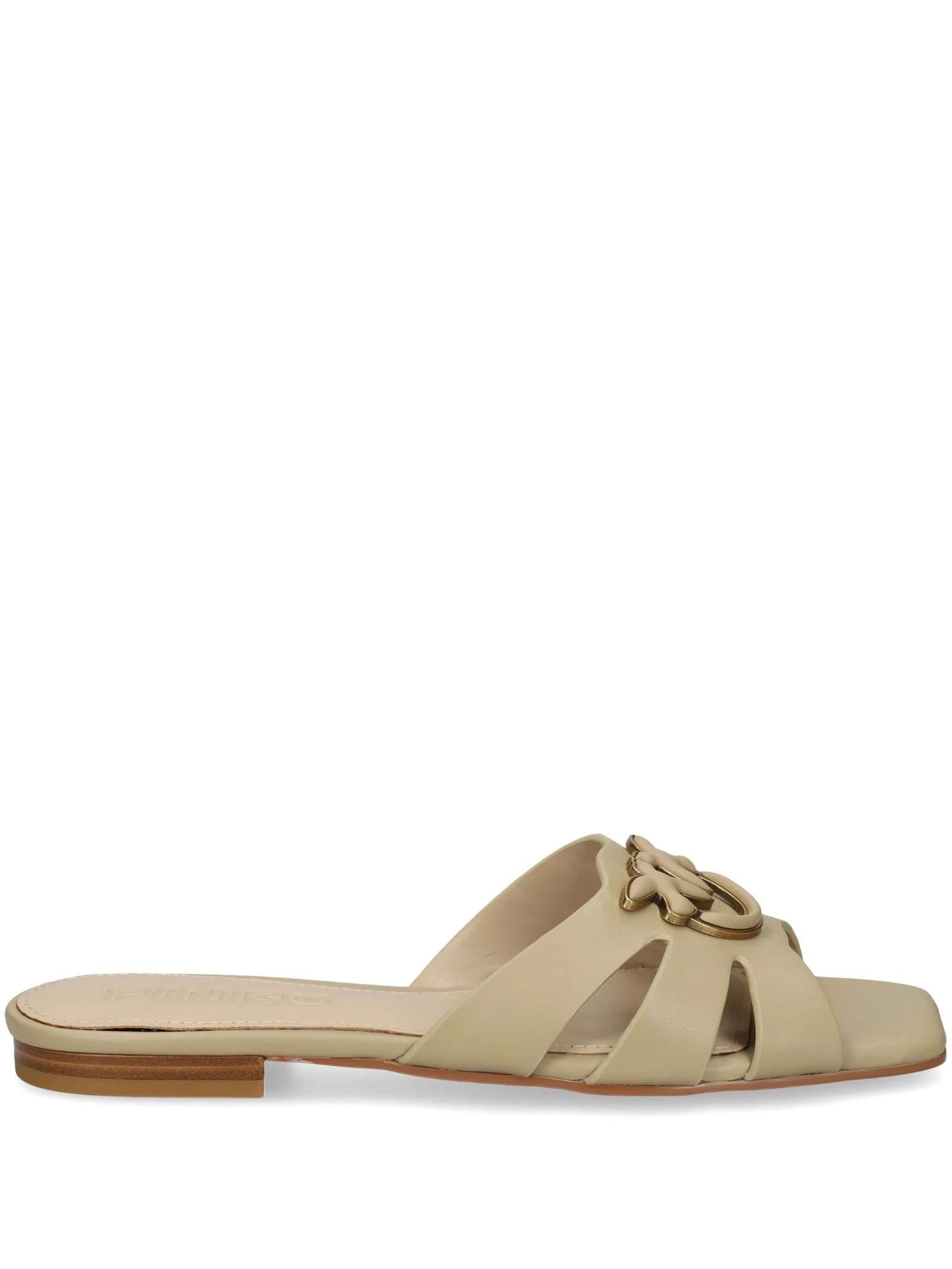 Pinko ciabatta Marli in pelle con logo beige SD0313P003 I35 PINKO