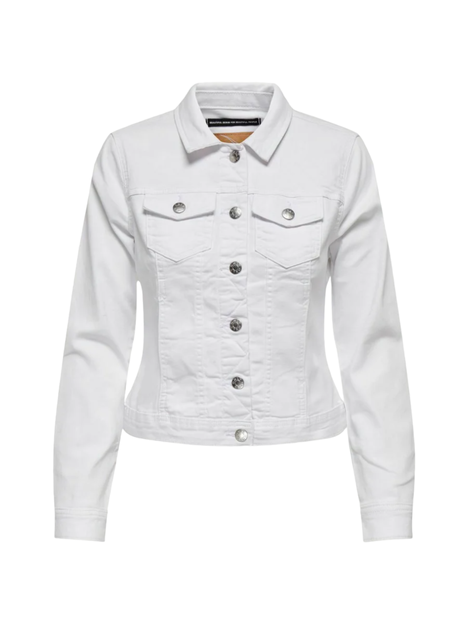 Only giubbino in denim Wonder con tasche lavaggio bianco 15243147 WHITE ONLY