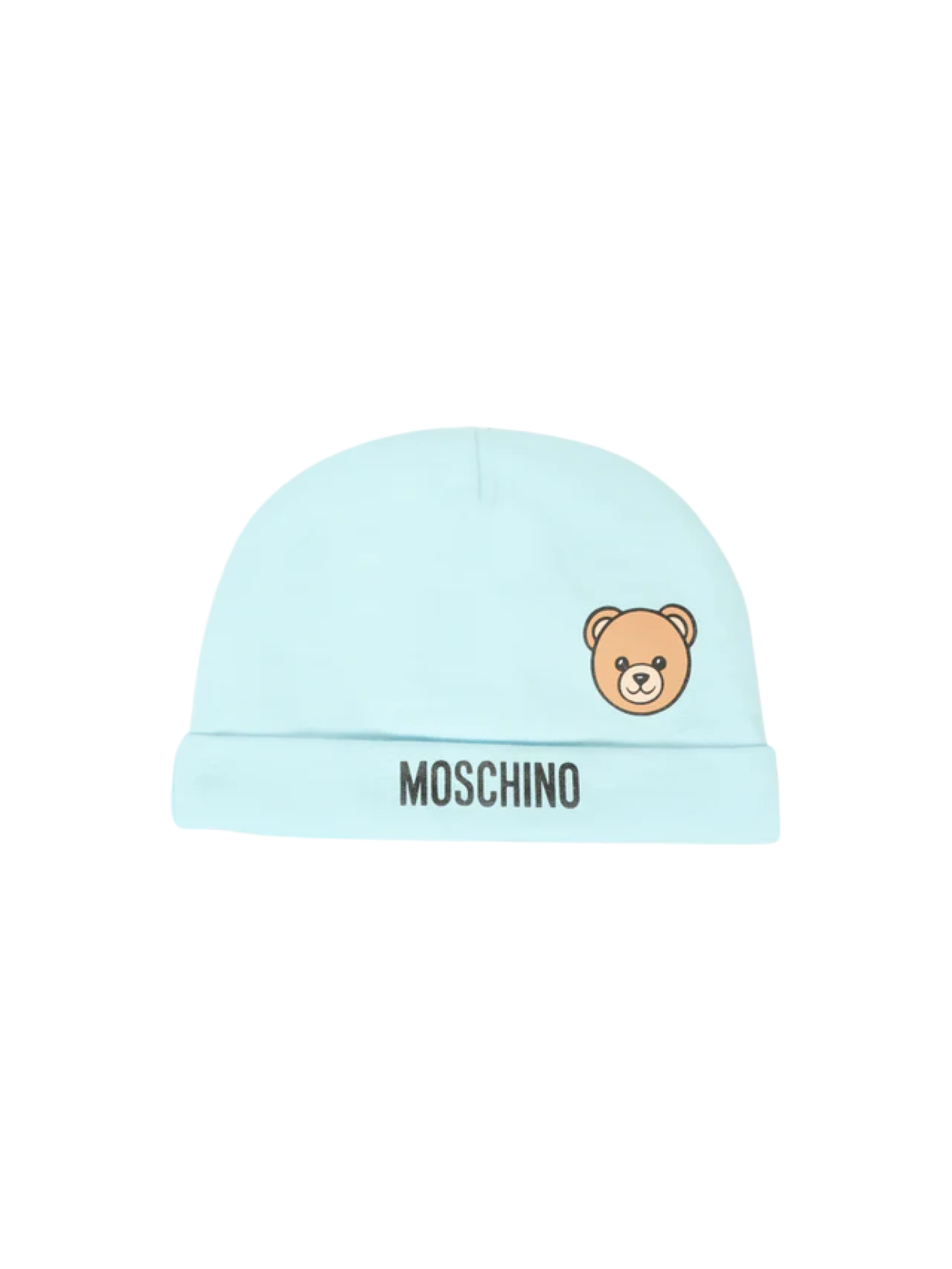 Moschino cappello neonata con orsetto celeste MUX05L-LCA40 40304 MOSCHINO