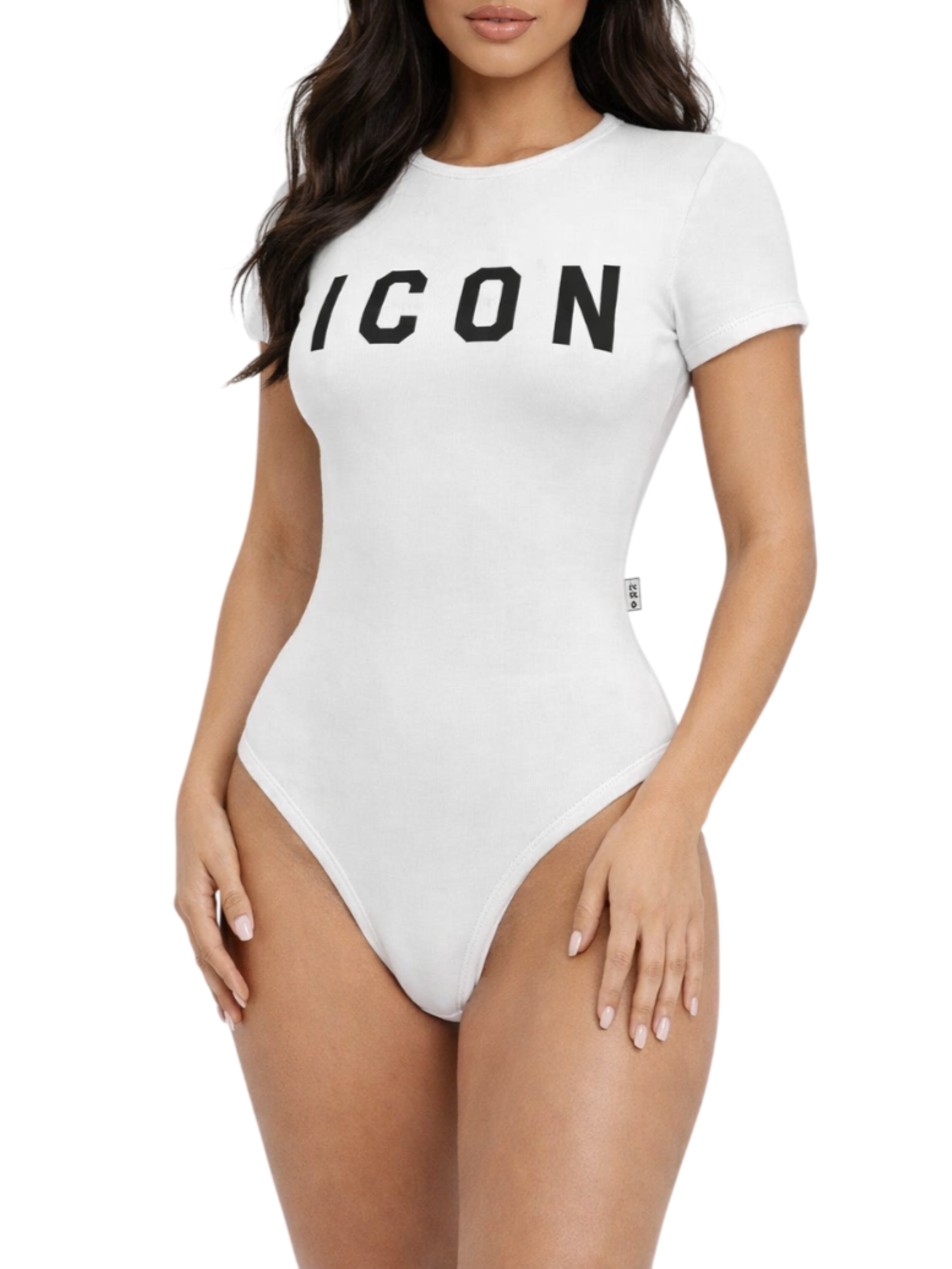 Icon body donna manica corta con logo bianco IDY001 BIANCO ICON