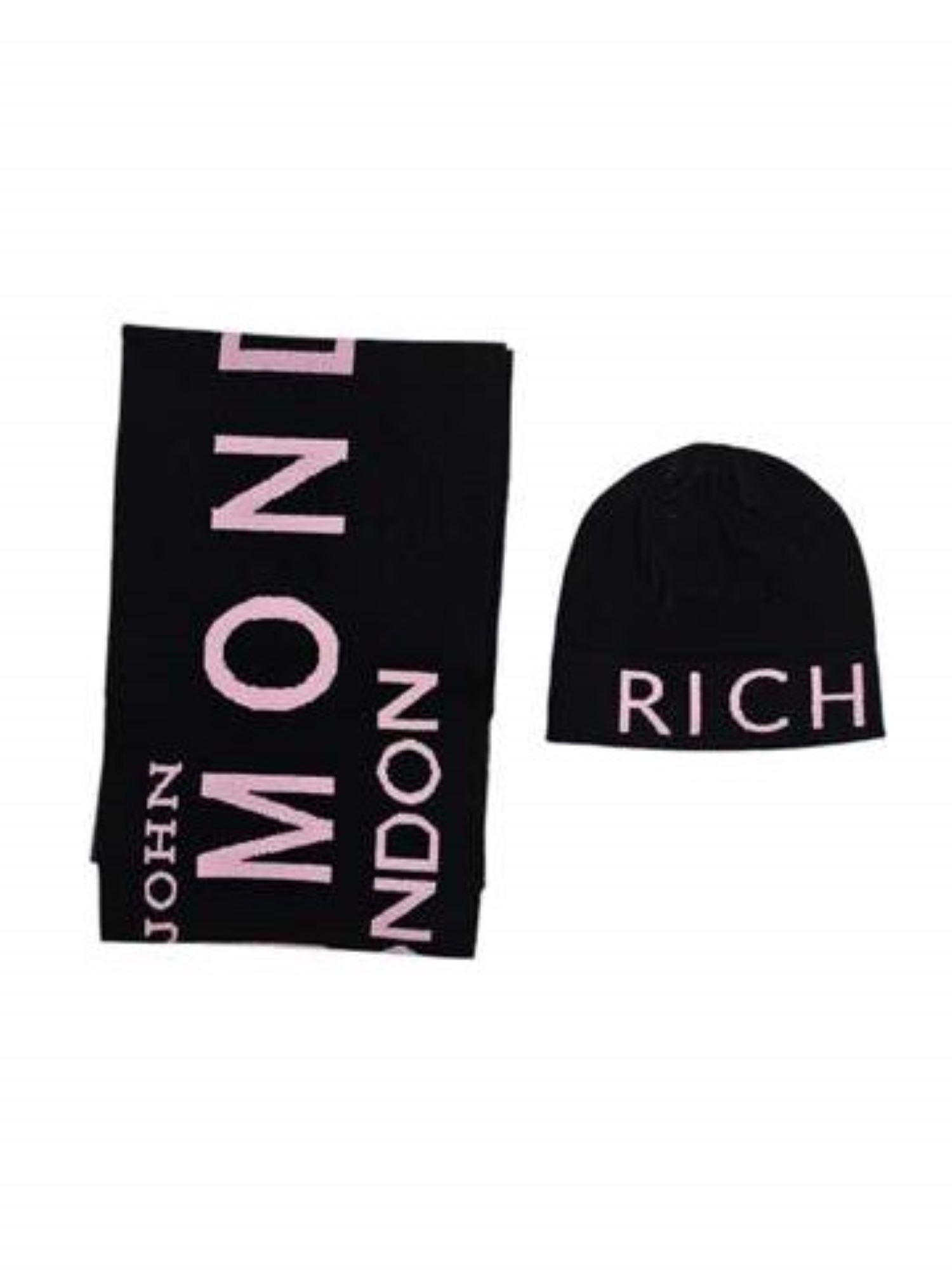 John Richmond set cappello e sciarpa con logo nero RGA24127HS BLACK-P.B. John RICHMOND
