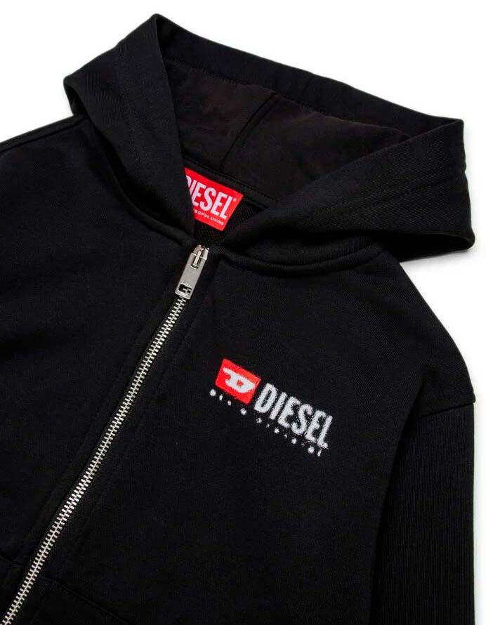 Diesel felpa con zip e cappuccio nero J02484-KYAZ3 K900 DIESEL