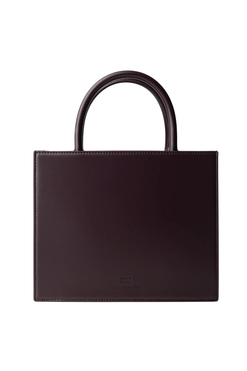 Elisabetta Franchi borsa tote piccola con logo borgogna BS33A56E2 EA4 ELISABETTA FRANCHI