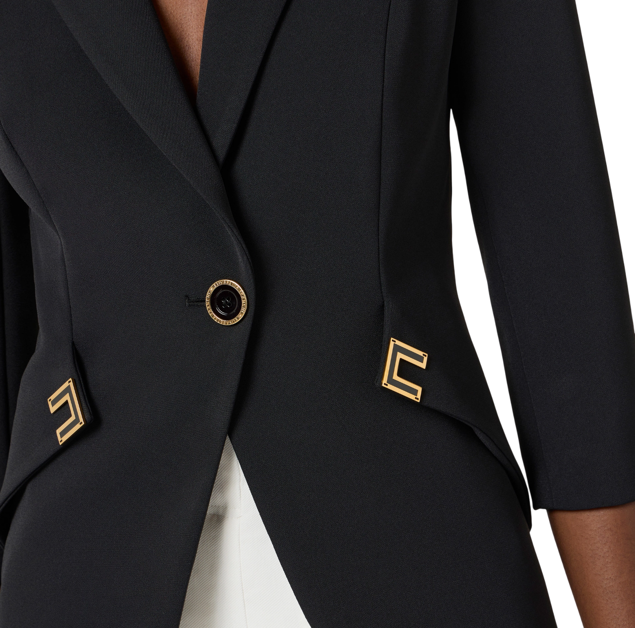 Elisabetta Franchi giacca blazer monopetto con dettagli logati nero GI21561 110 ELISABETTA FRANCHI