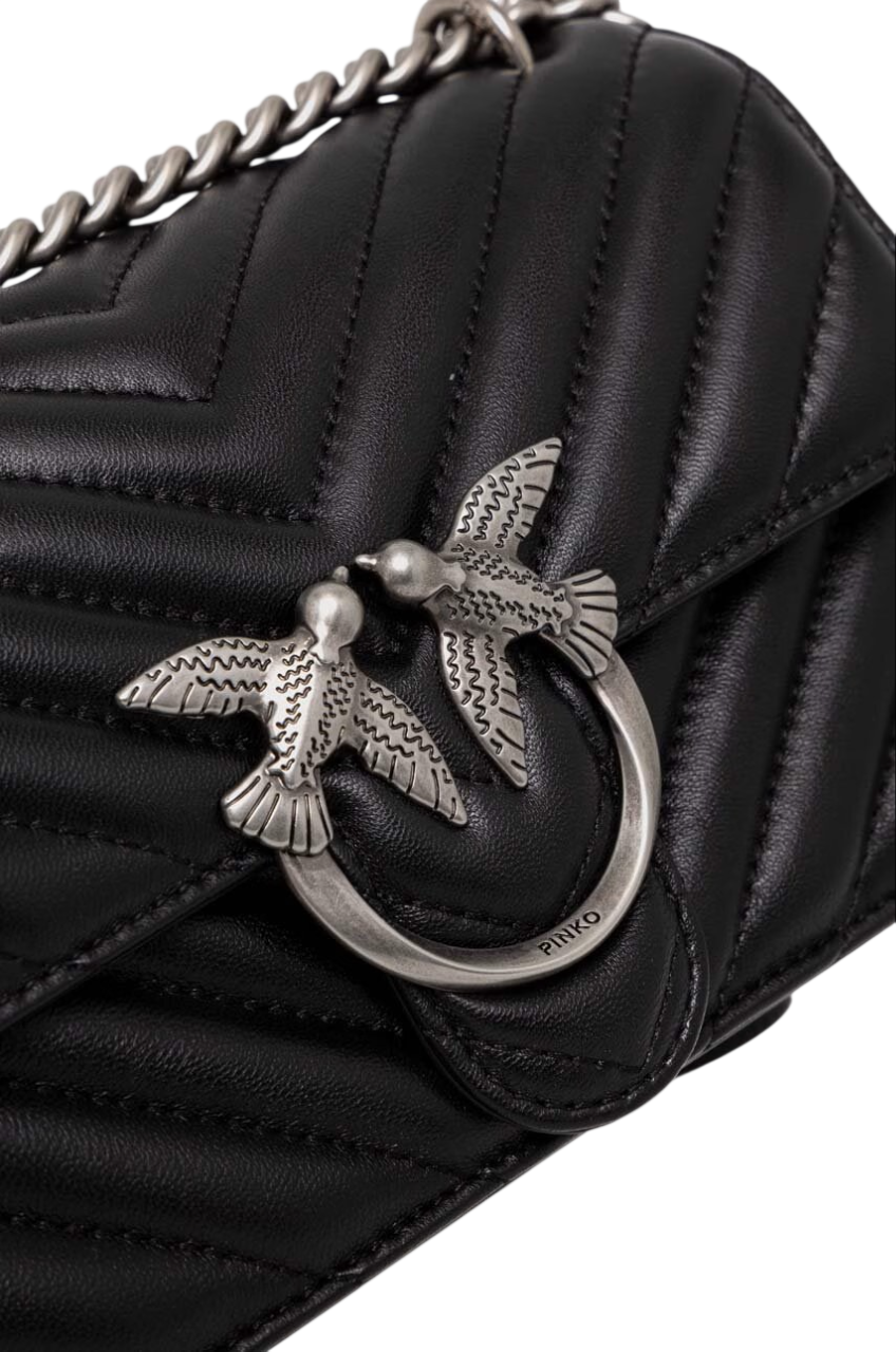 Pinko borsa Love Bag One Mini in pelle trapuntata nero argento 100074-A0GK Z99O PINKO