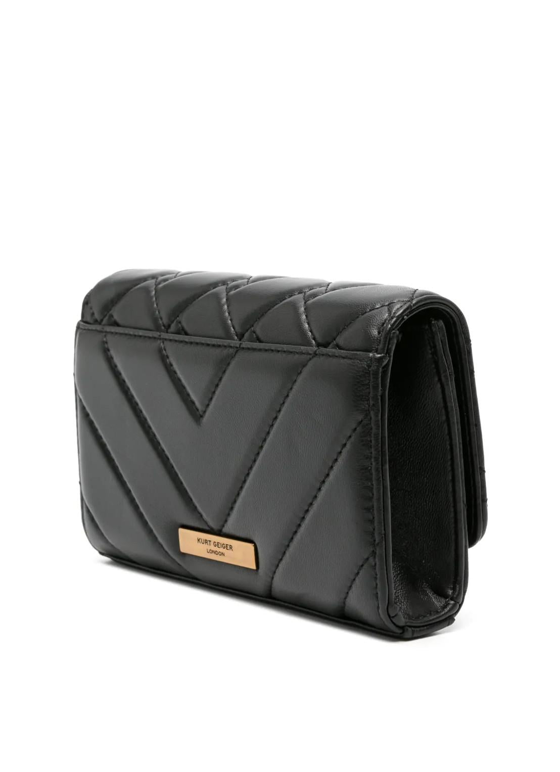 Kurt Geiger borsa a tracolla in pelle trapuntata Kensington nero 0648300109 BLACK KURT GEIGER