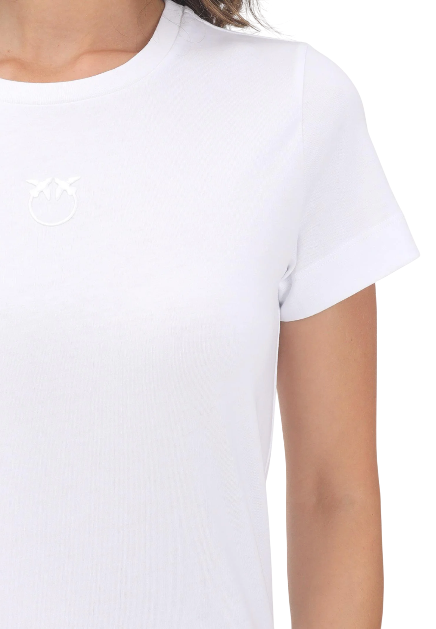 Pinko T-shirt manica corta Bussolotto con logo bianco 100355-A2RD Z04 PINKO