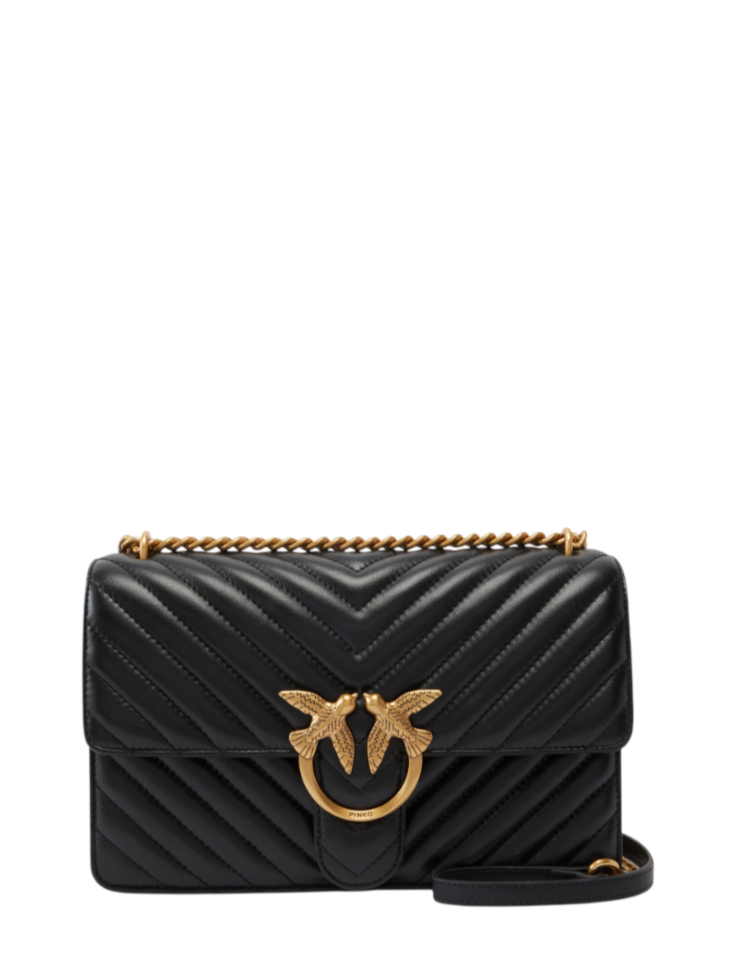 Pinko borsa Love Bag One Classic in pelle chevron nero oro 100941-A0GK Z99Q PINKO