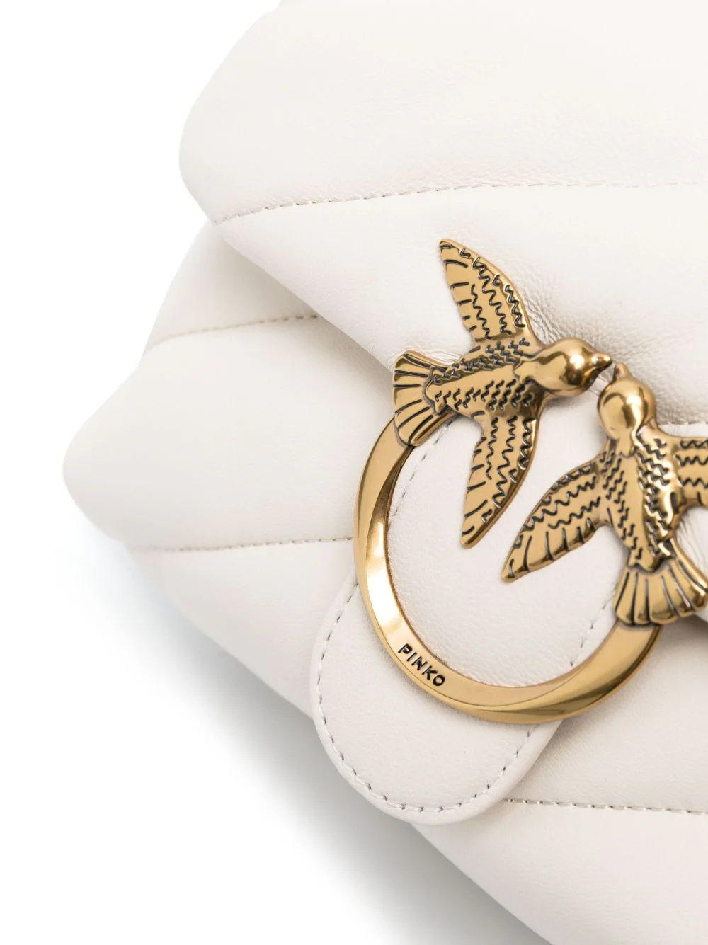 Pinko borsa a spalla Love Bag Mini Puff in pelle trapuntata bianco oro 100039-A0F2 Z14Q PINKO