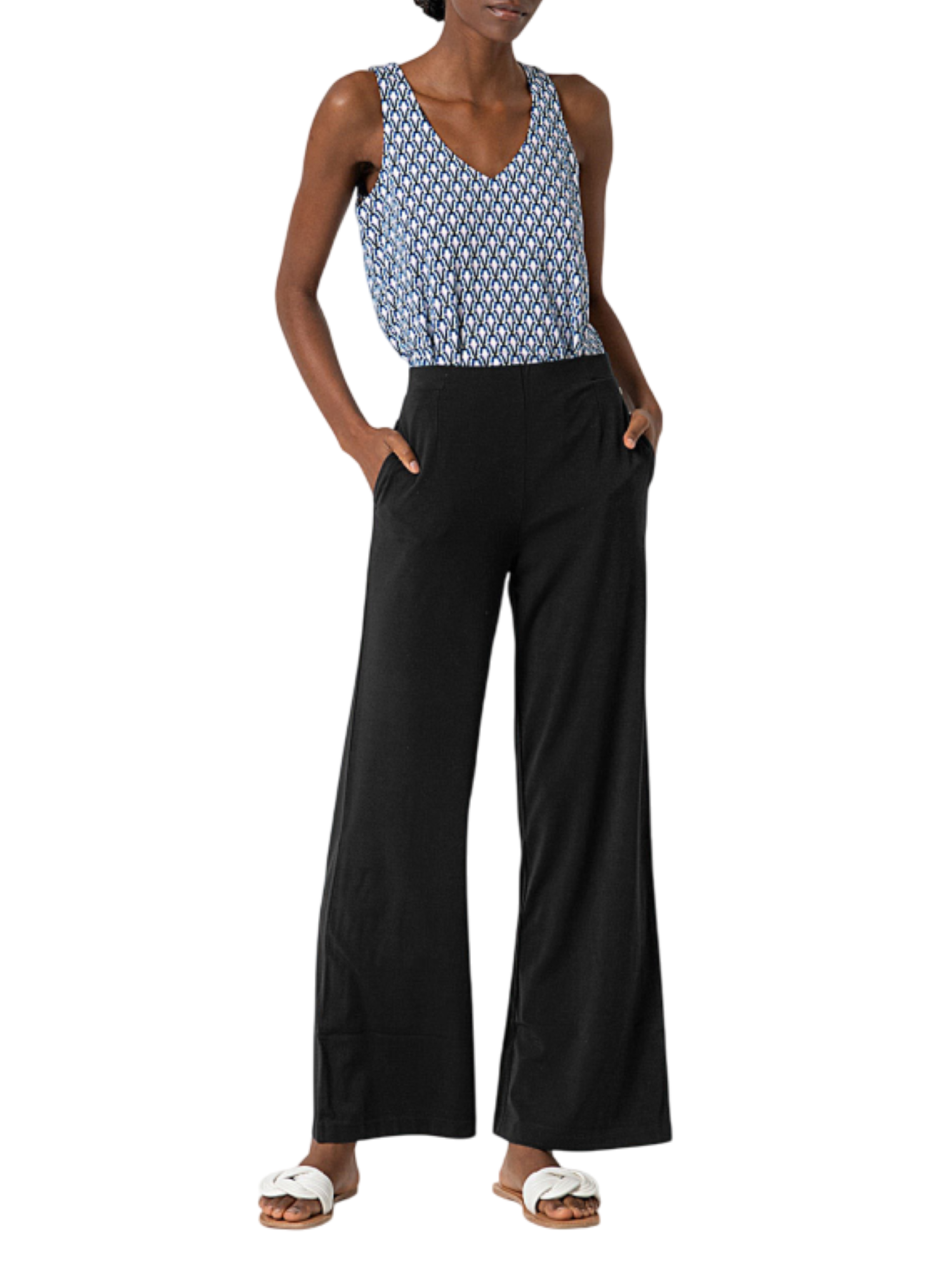 Surkana pantaloni gamba larga in misto viscosa nero 515LIPO515 00 SURKANA