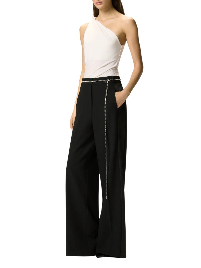 Pinko pantaloni palazzo Cedro con cintina gioiello nero 106397-A35I Z99 PINKO
