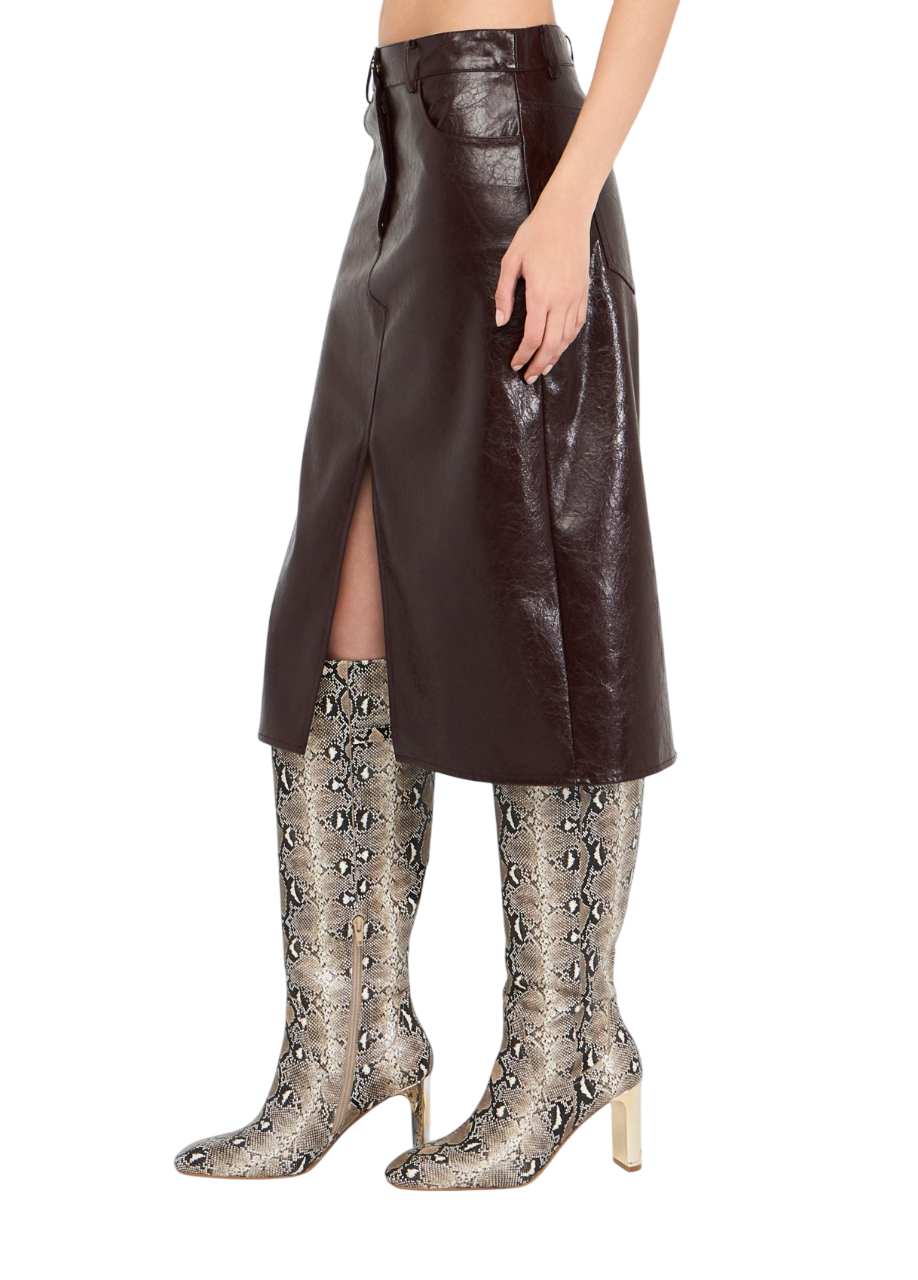 Liu Jo gonna midi in ecopelle spalmata borgogna UF5232E1038 X0722 LIU JO