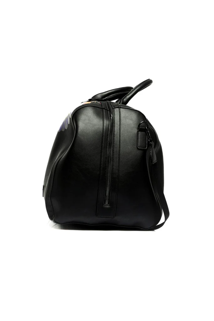 County of Milan borsone da viaggio in ecopelle nero COMAF250130 NERO-YELLOW WINGS COUNTY OF MILAN