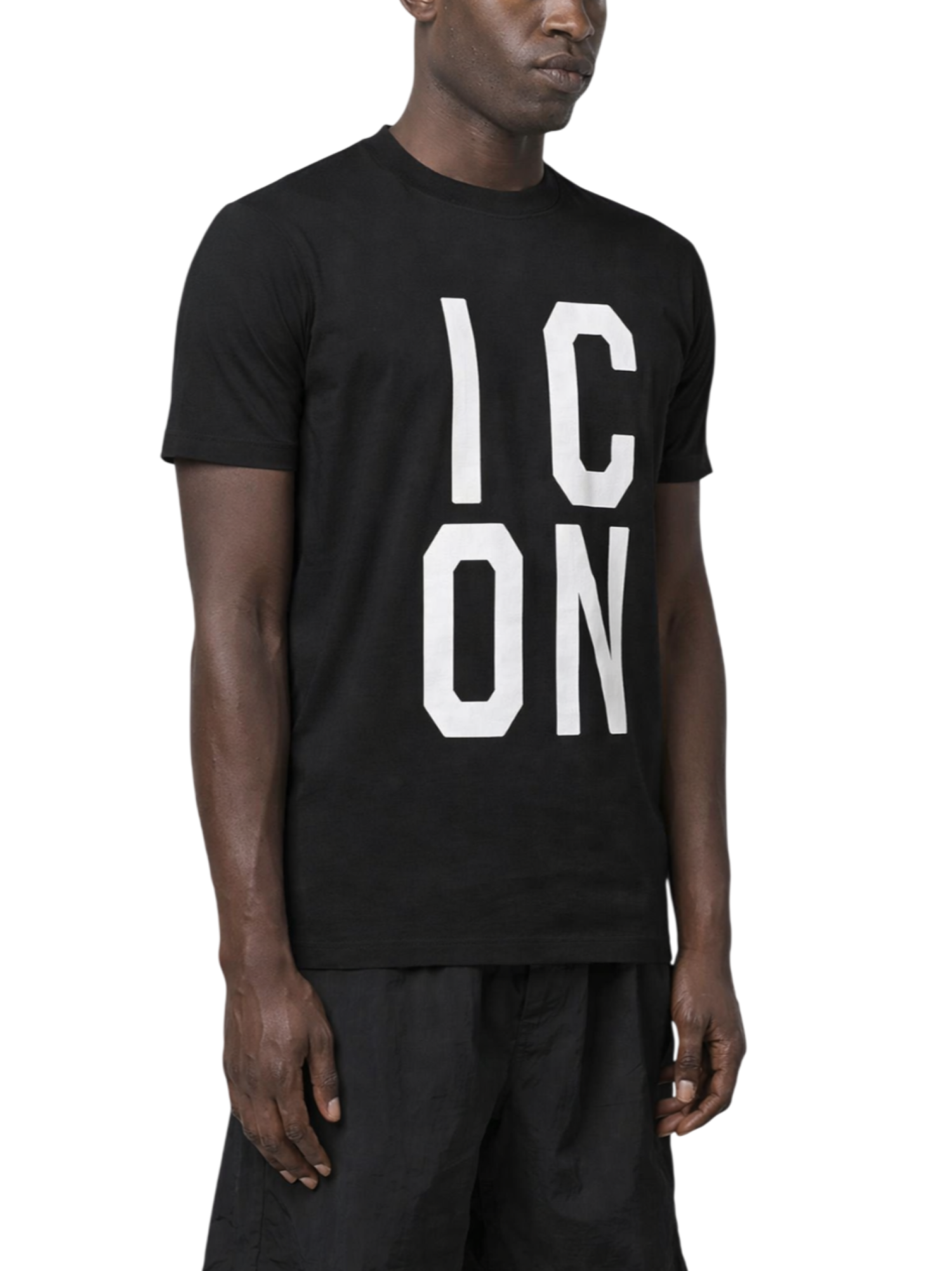 Icon T-shirt uomo manica corta con logo nero IUT003 NERO-BIANCO ICON
