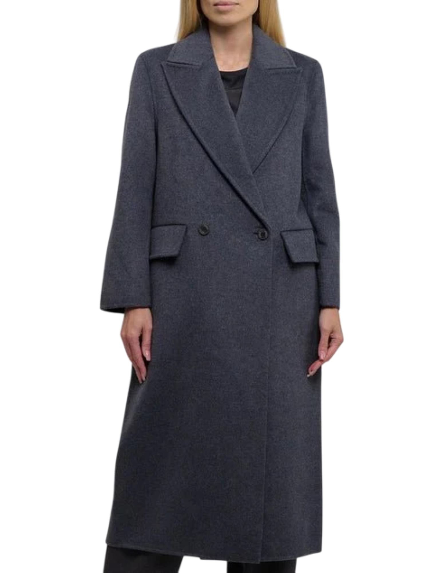 Vicolo cappotto lungo doppiopetto misto lana grigio TF0009 GRIGIO SCURO VICOLO
