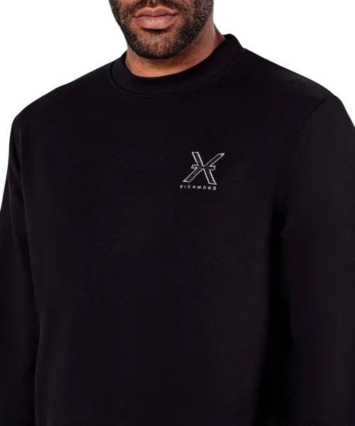John Richmond felpa uomo Doros con logo nero UMA25041FE BLACK John RICHMOND