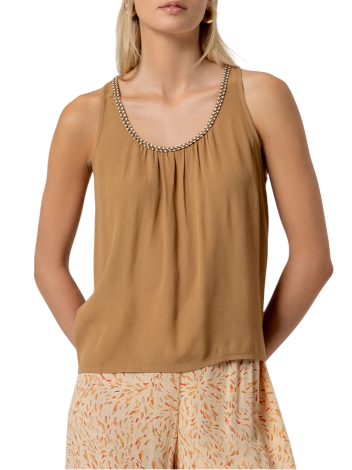 Surkana top donna in viscosa color cammello 526BALI022 04 SURKANA
