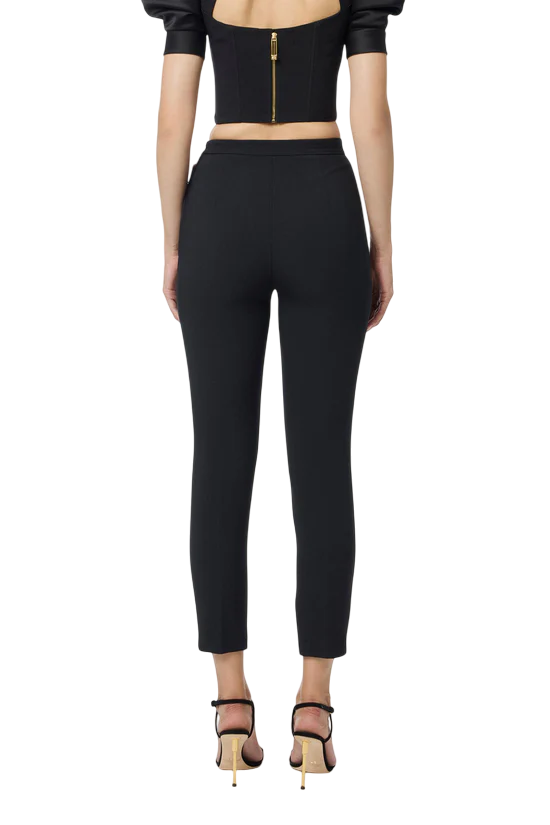 Elisabetta Franchi pantaloni slim in crepe nero PA12056E2 110 ELISABETTA FRANCHI