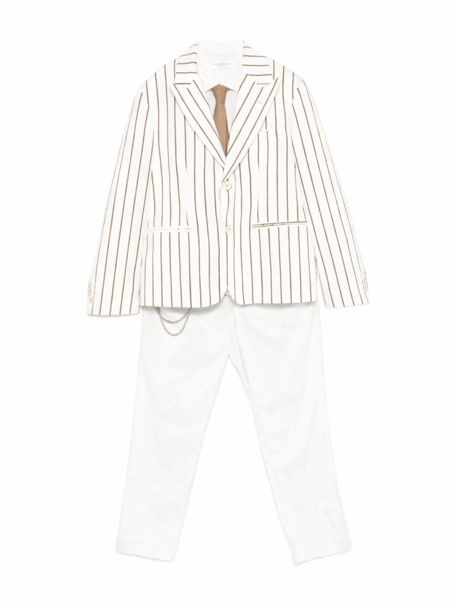 Colori Chiari completo elegante gessato bambino bianco cammello MJ508374-4911 28 COLORICHIARI