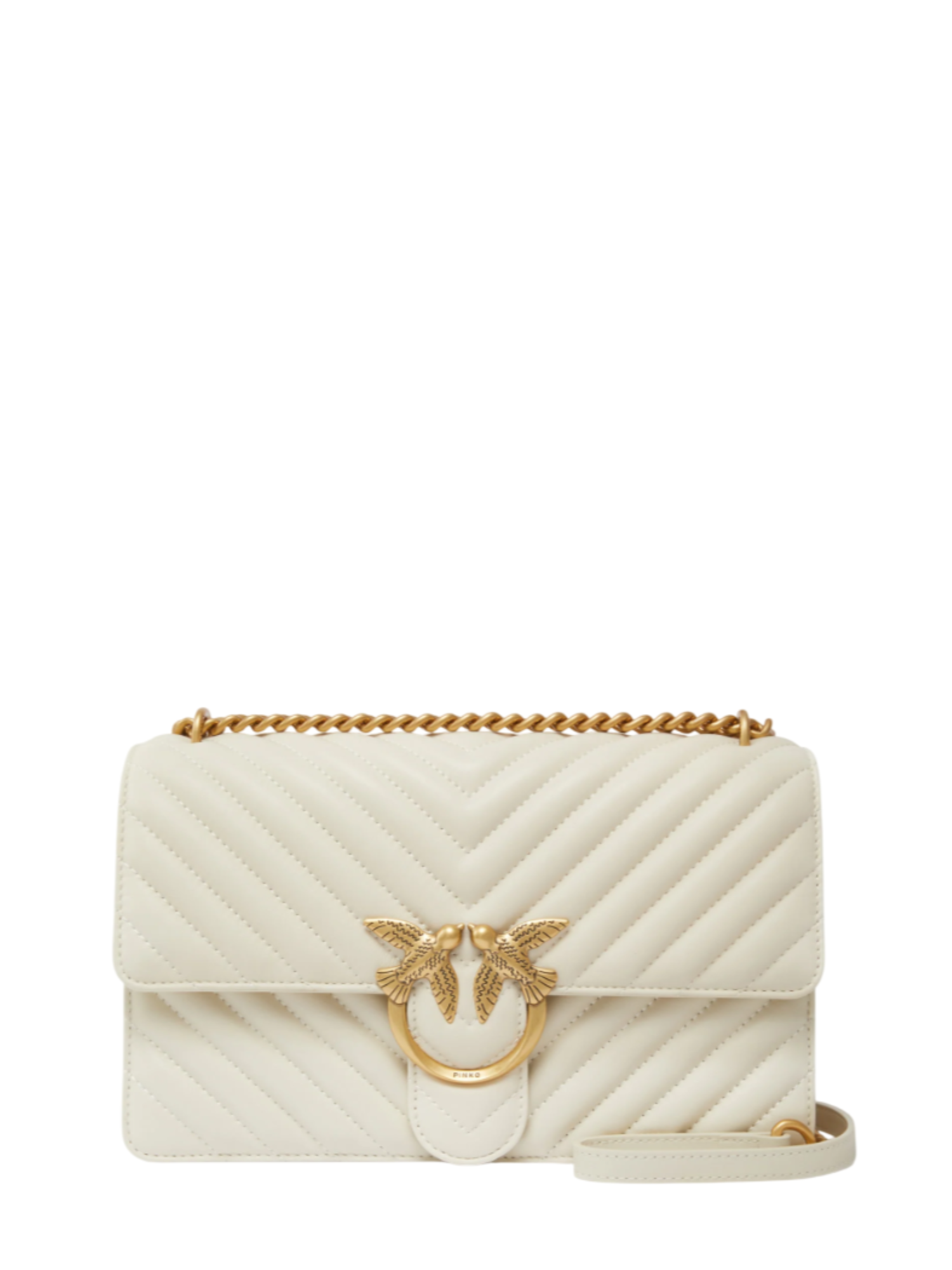 Pinko borsa Love Bag One Classic in pelle chevron bianco 100941-A0GK Z14Q PINKO