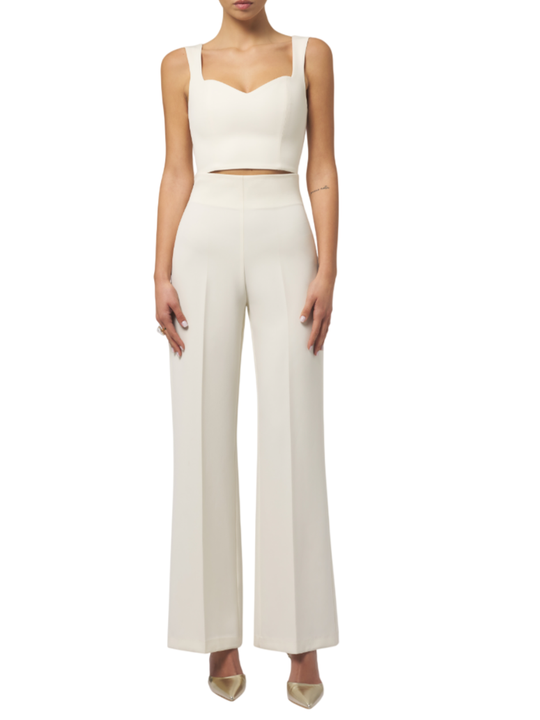 Silence pantaloni palazzo vita alta ecrù SD2025HONEY MILK SILENCE