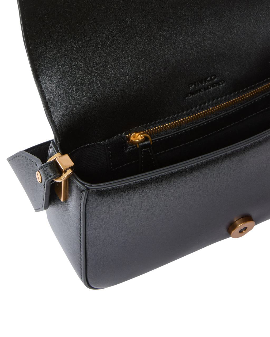 Pinko borsa Love Bag One Mini Slouchy in pelle nero oro 104340-A0QO Z99Q PINKO