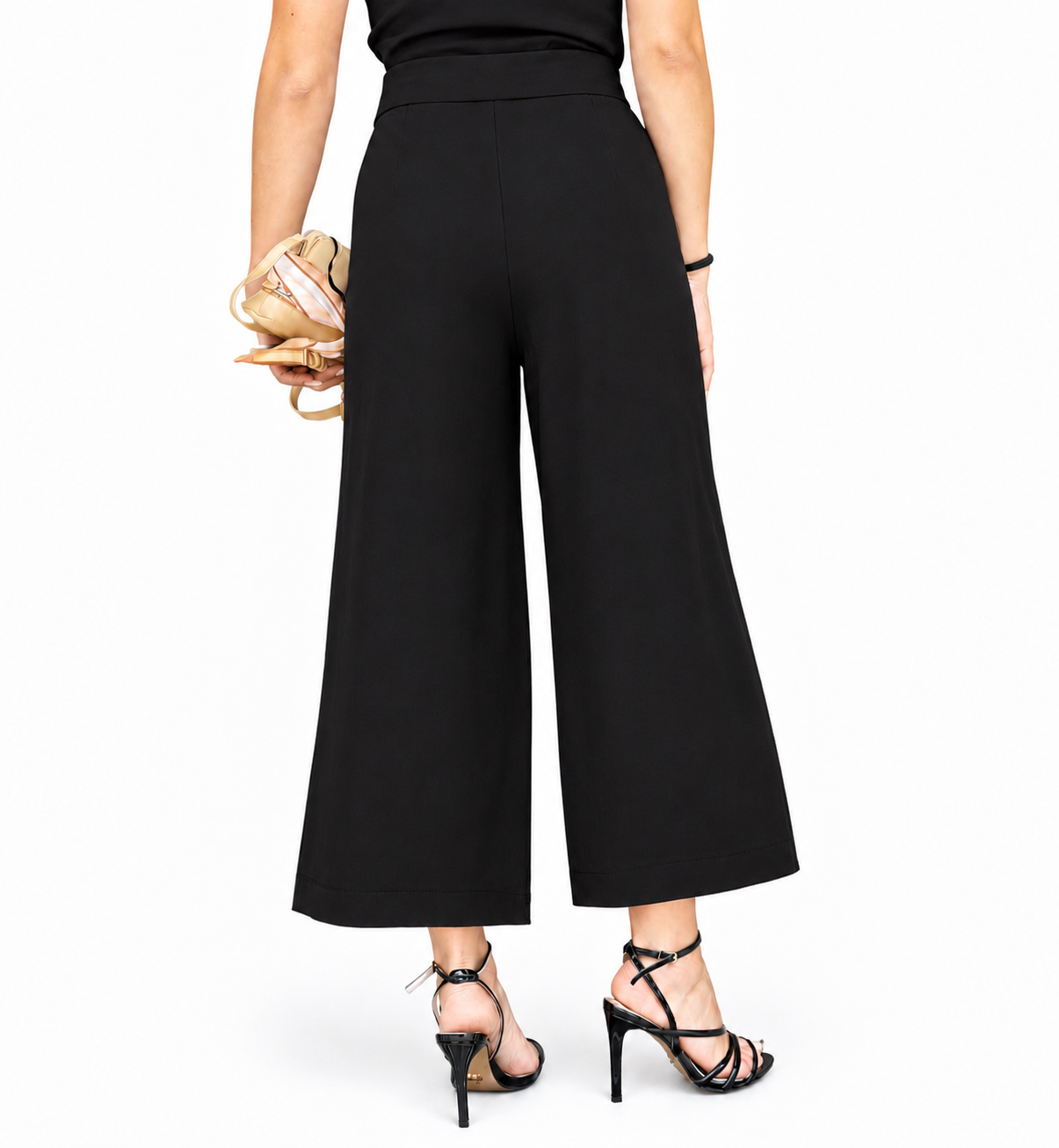 Le Streghe pantaloni crop donna wide leg nero BU204 NERO LE STREGHE