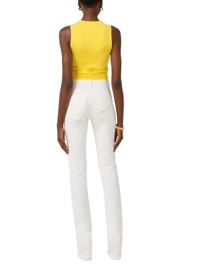 Elisabetta Franchi top donna con dettaglio gioiello giallo TO03761 EV4 ELISABETTA FRANCHI