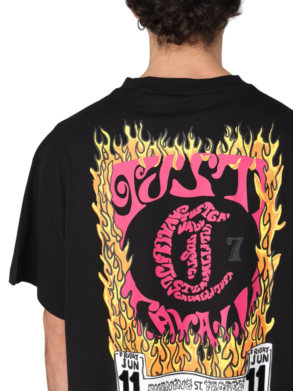 Just Cavalli T-shirt manica corta con logo Flames nero 78OAHC02-CJ600 899 JUST CAVALLI