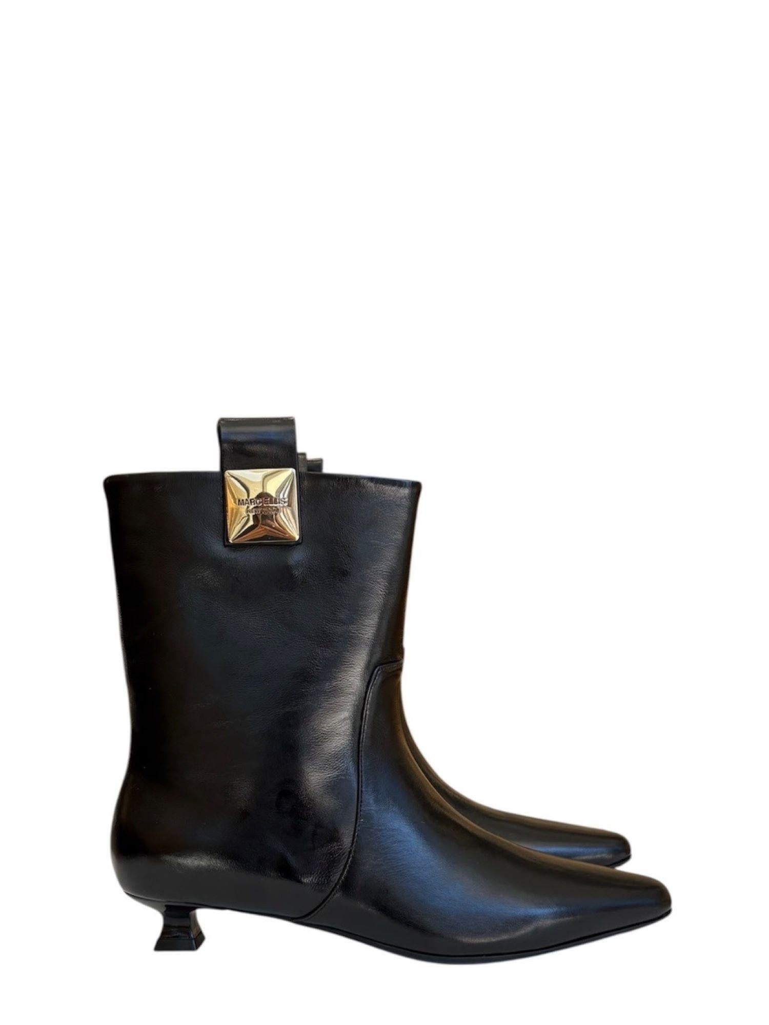 Marc Ellis stivaletti a punta in pelle nero GLC8162C-7-5 BLACK MARC ELLIS