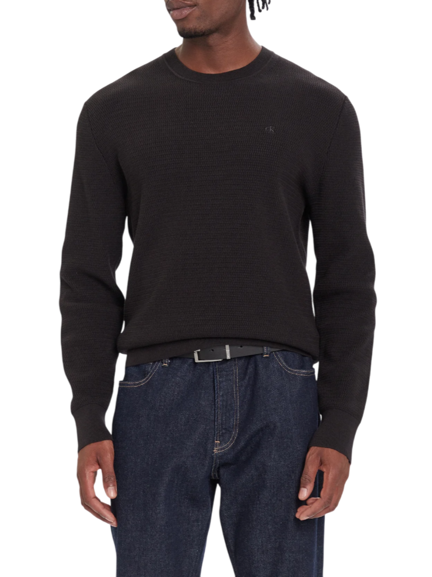 Calvin Klein maglia uomo in cotone testurizzato nero LV04LB327G UB1 Calvin Klein