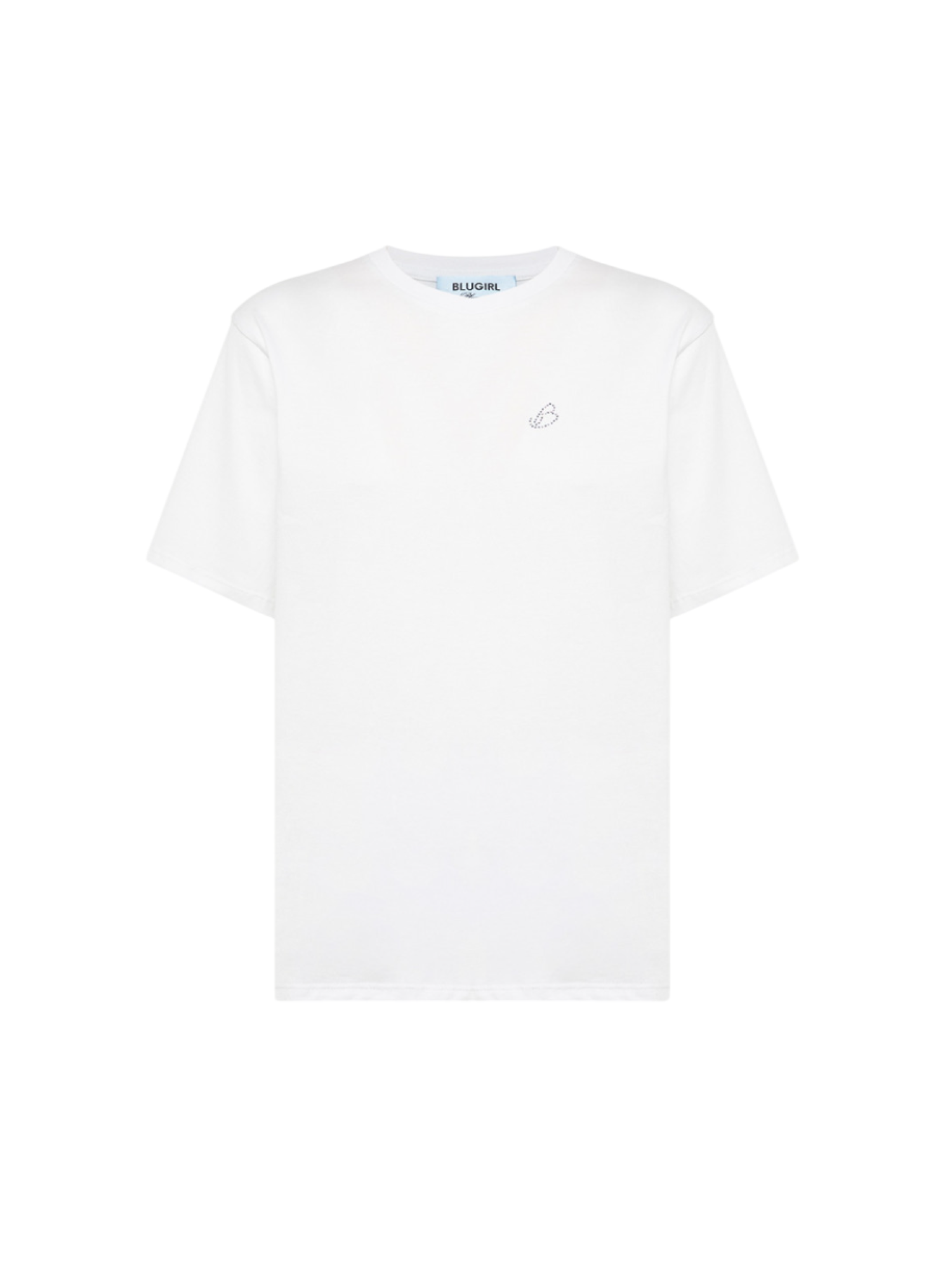 Blugirl T-shirt manica corta donna logo strass bianco RA6043J3841 11111 BLUGIRL