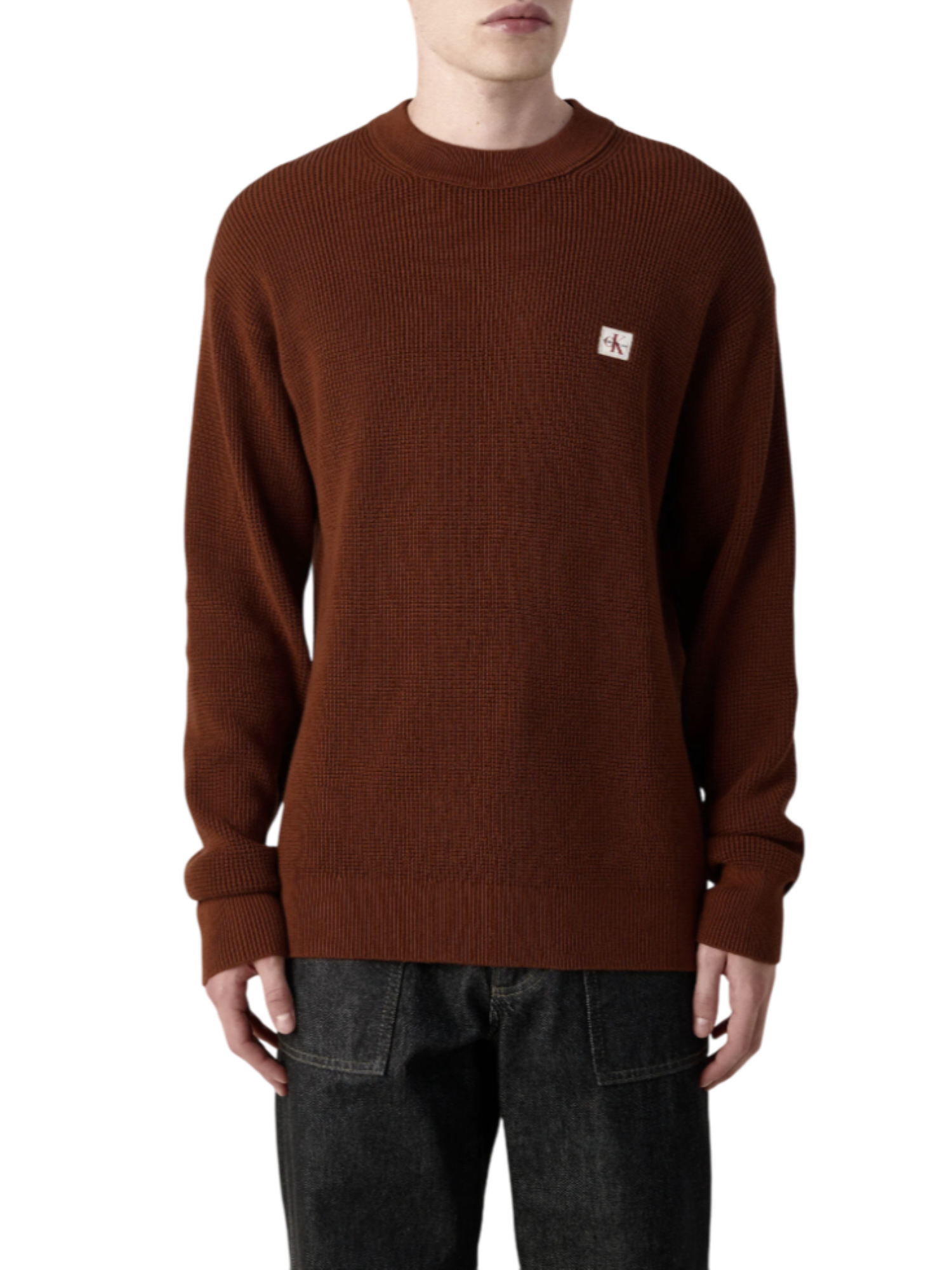 Calvin Klein maglia uomo in cotone a costine color ruggine LV04RD313G XWI Calvin Klein Jeans