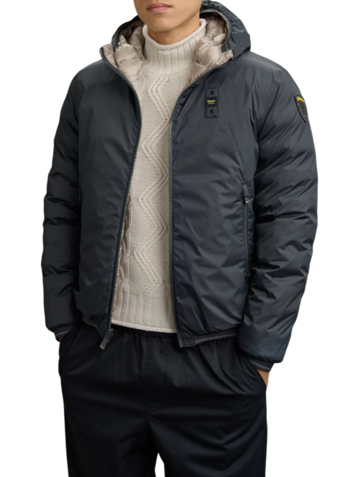 Blauer piumino reversibile Donald con cappuccio antracite beige 25WBLUC06141-007286 978EI BLAUER