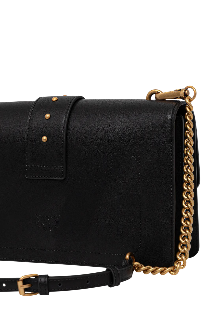 Pinko borsa a tracolla Love One Classic in pelle nero oro 105857-A0F1 Z99Q PINKO